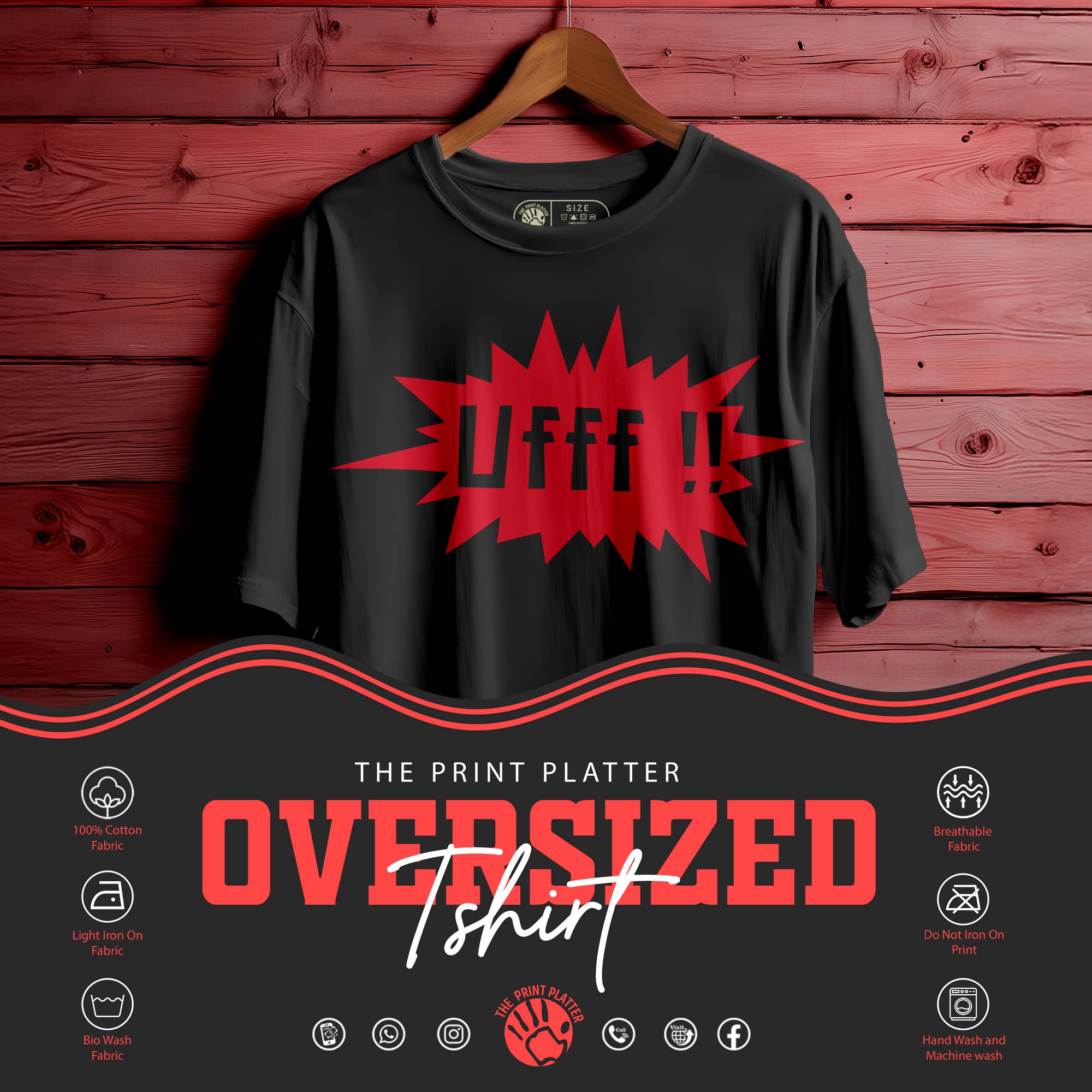 Ufff Oversized Unisex T-Shirt – One Word, All the Feels |360