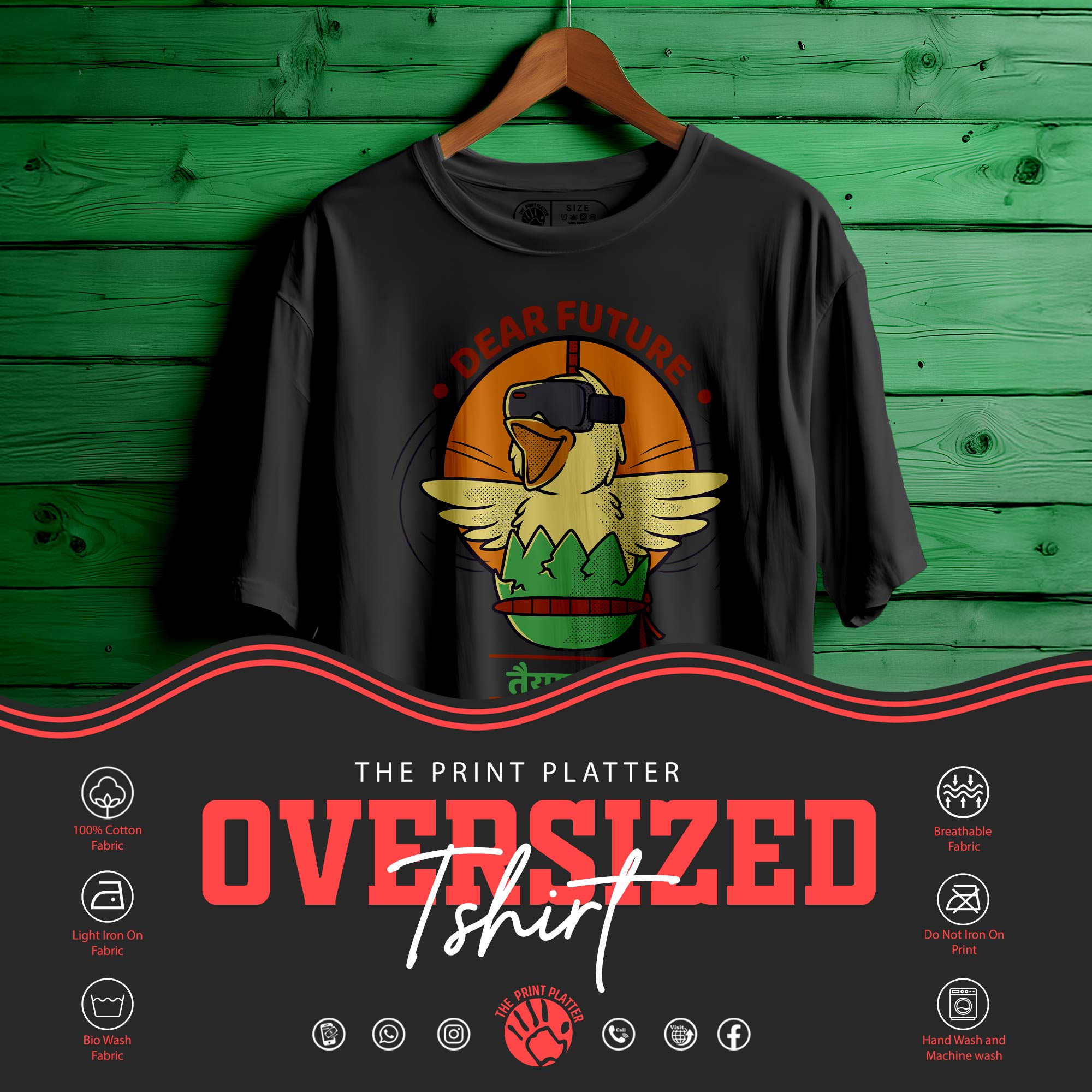 DEAR FUTURE Oversized Black T-shirt Bio Wash| 37