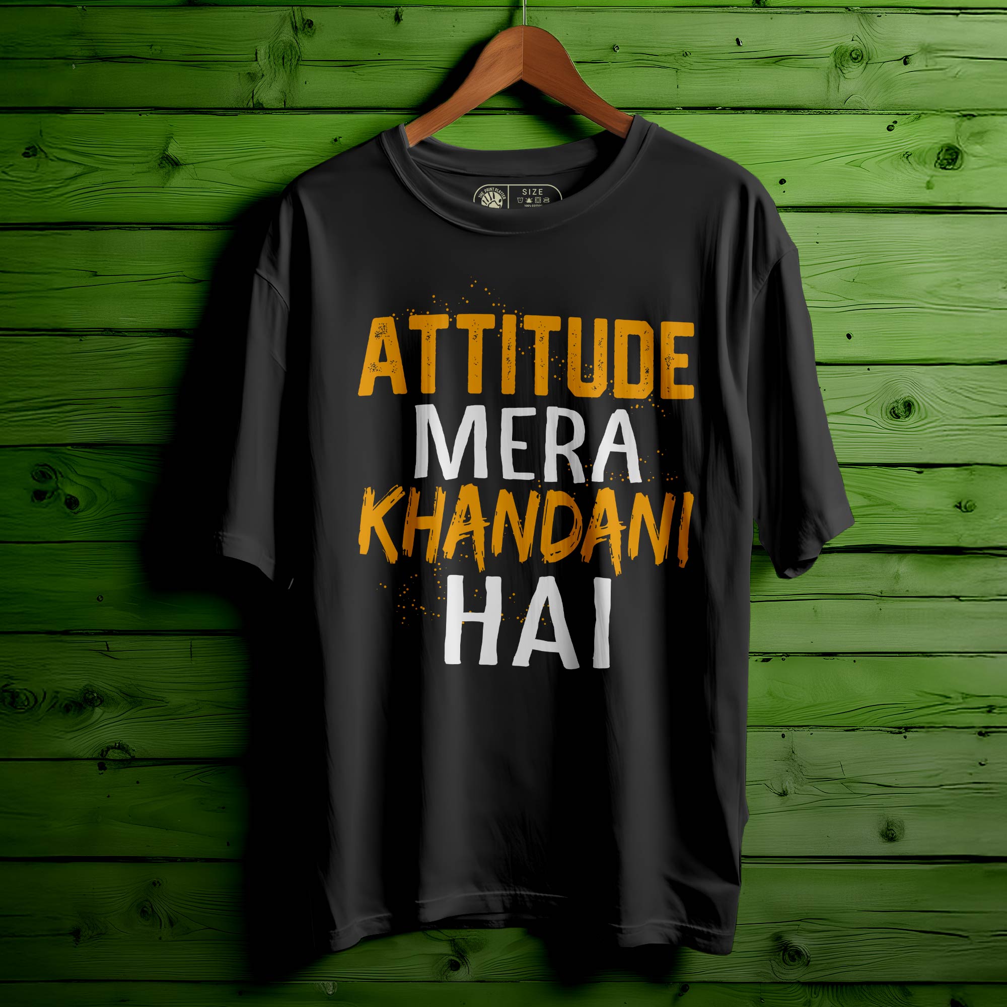 Attitude Mera Khandani Hai Oversized Unisex T-Shirt | Desi Swag Quote Tee | 100% Cotton | Trendy Streetwear for Men & Women|378