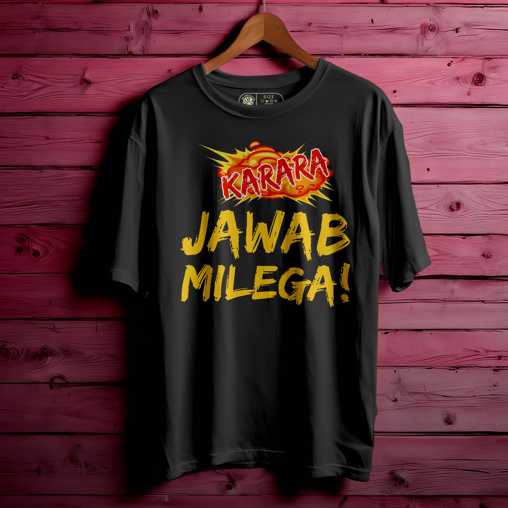 Jawab Milega Oversized Unisex T-Shirt | Attitude Quote Tee | Bold Hindi Streetwear | 100% Cotton T-Shirt for Men & Women |389
