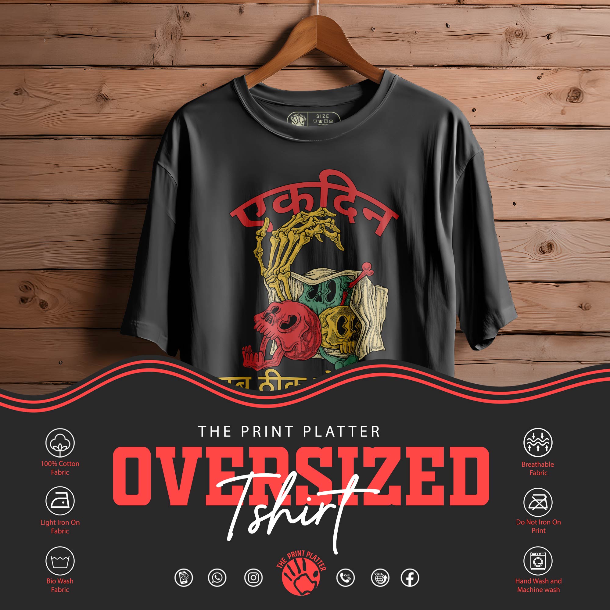 EKDIN SAB THIK Oversized Black T-shirt Bio Wash| 39