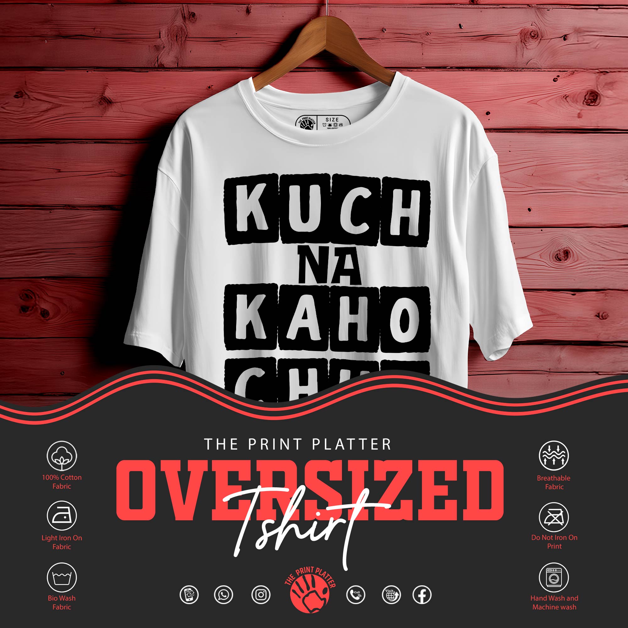 "Kuch Na Kaho Chup Hi Raho" Oversized Unisex T-Shirt | Minimal Quote Tee | 100% Cotton | Casual Wear for Men & Women | 394