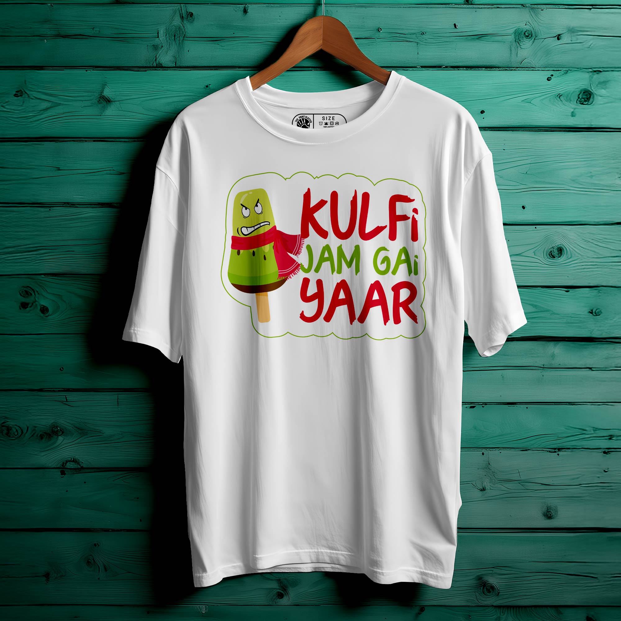 "Kulfi Jam Gyi Yaar" Oversized Unisex T-Shirt | Funny Desi Quote Tee | 100% Cotton | Cool & Comfy Streetwear for Men & Women| 395