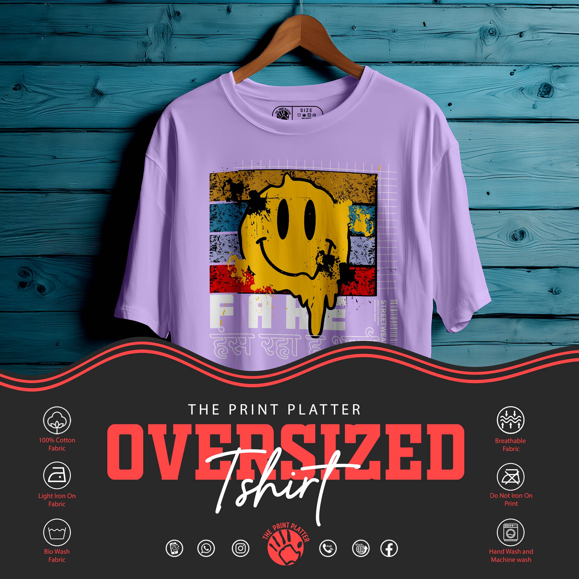 FAKE HASH RAHA Oversized Black T-shirt Bio Wash| 40