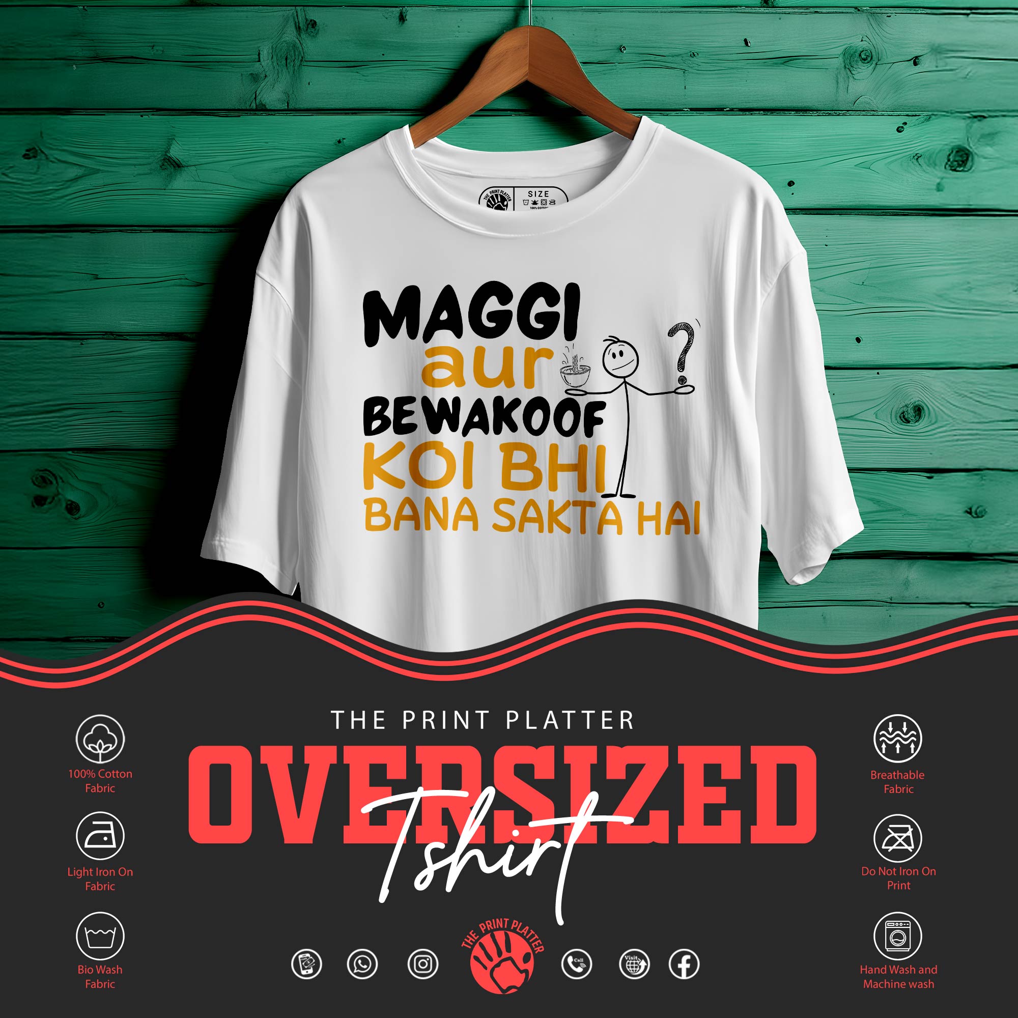 Maggi-Aur-Bewakoof Oversized Unisex T-Shirt – Quirky & Comfy Streetwear Style |400