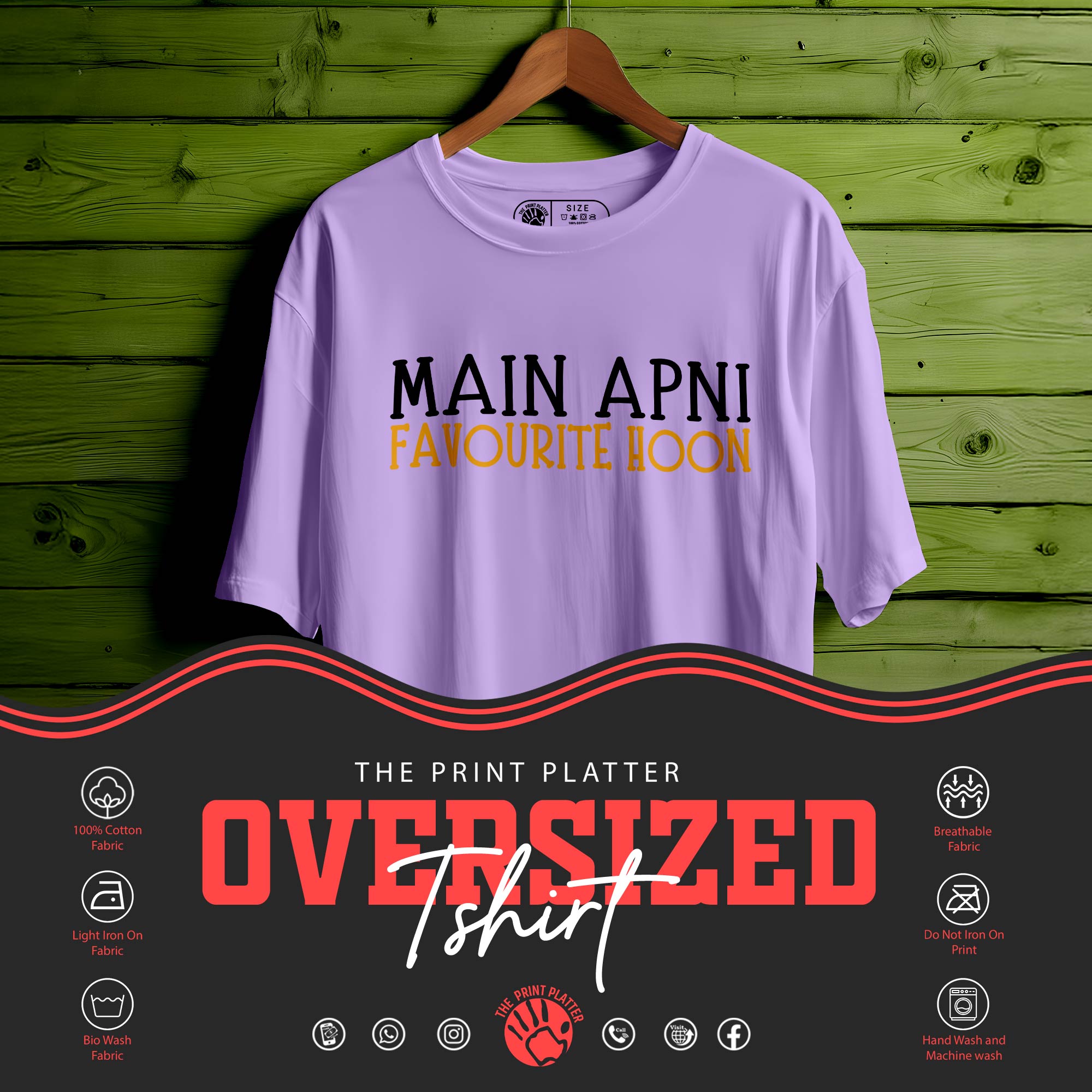MAIN APNI FAVOURITE HOON Oversized Unisex T-Shirt – Bold, Confident, and Comfortable|401