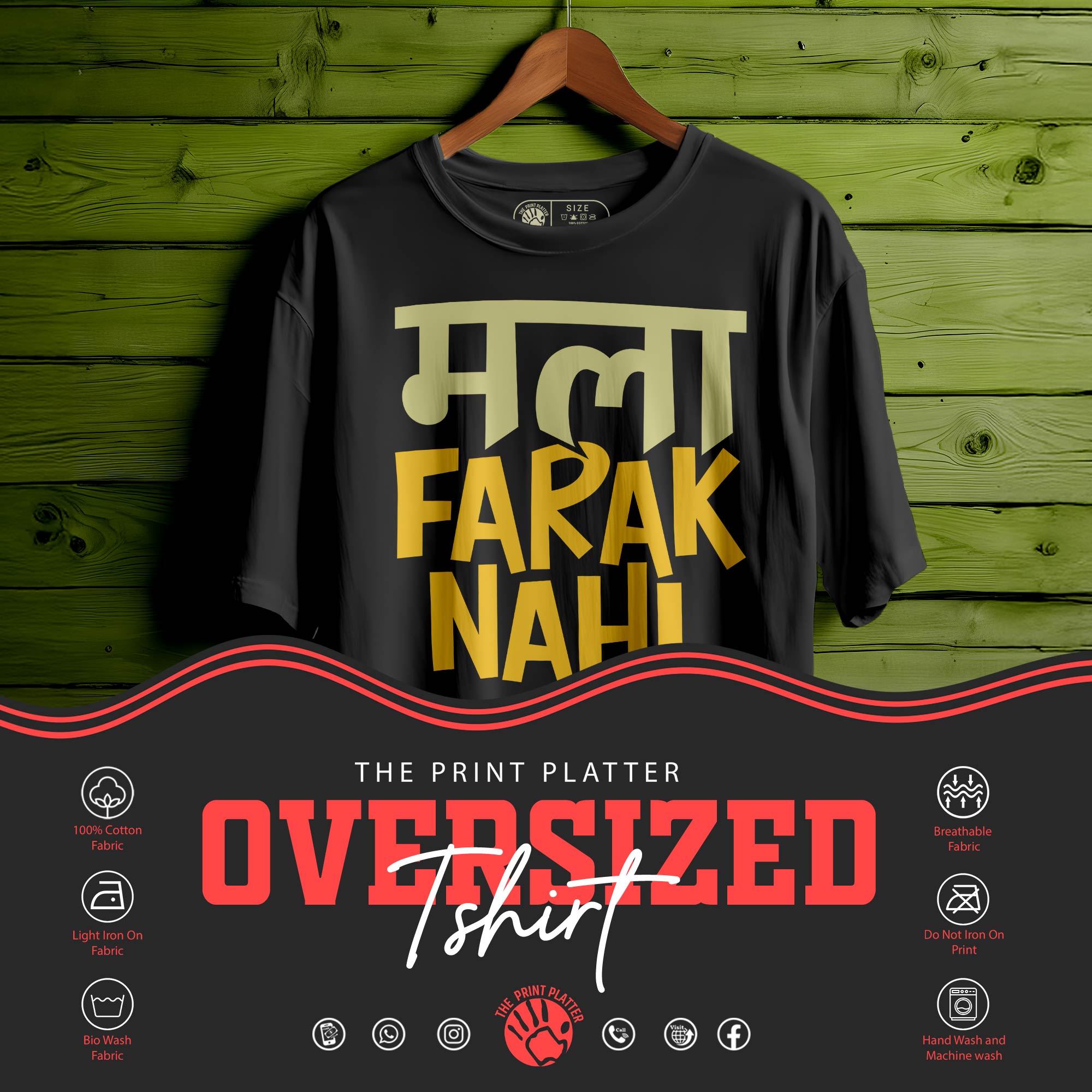 MLA FARAK NAHI PADT Oversized Unisex T-Shirt – Attitude Wali Streetwear 📝 |403