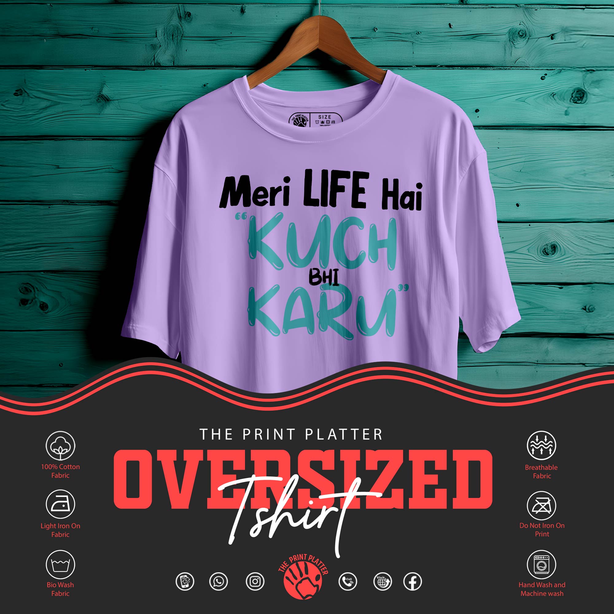MERI LIFE HAI KUCH BHI KARU Oversized Unisex T-Shirt – Freedom in Every Thread|405