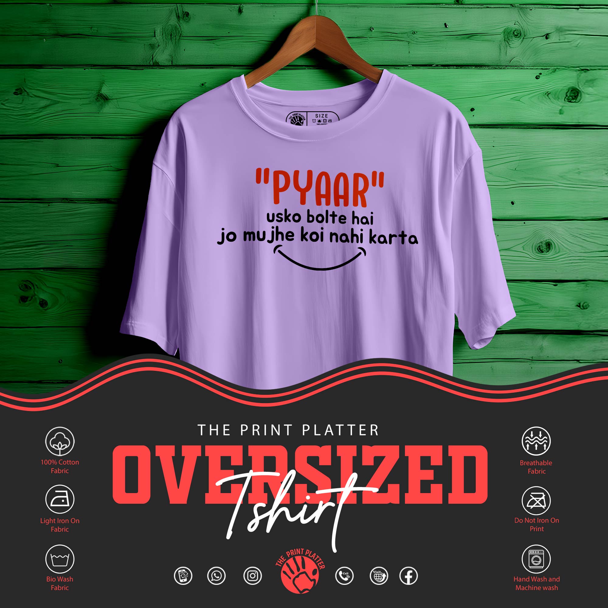PYAR USKO BOLTE HAI JO MUJHSE KOI NHI KARTA Oversized Unisex T-Shirt – Filmy Feels, Forever |412