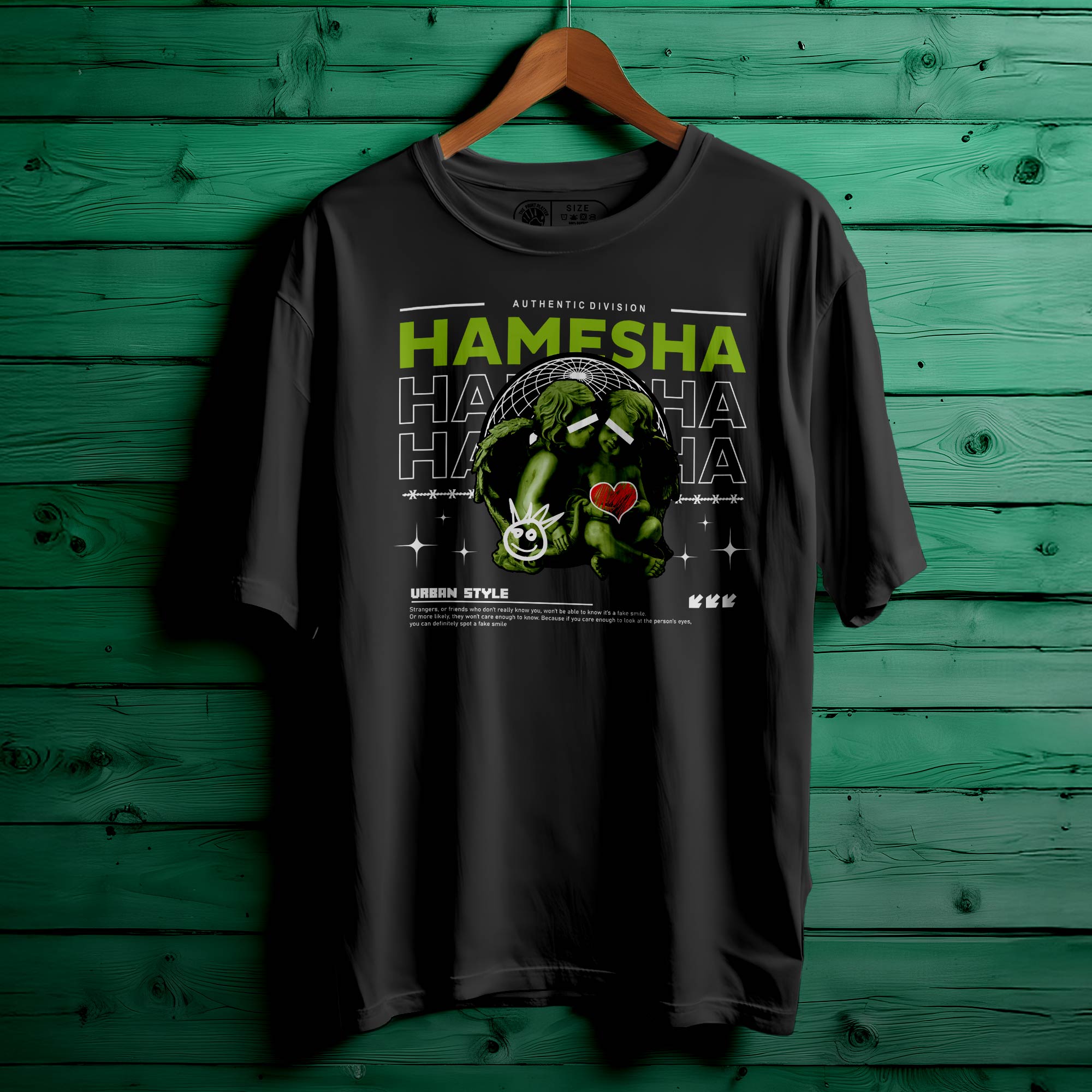 HAMESHA Oversized Black T-shirt Bio Wash| 43