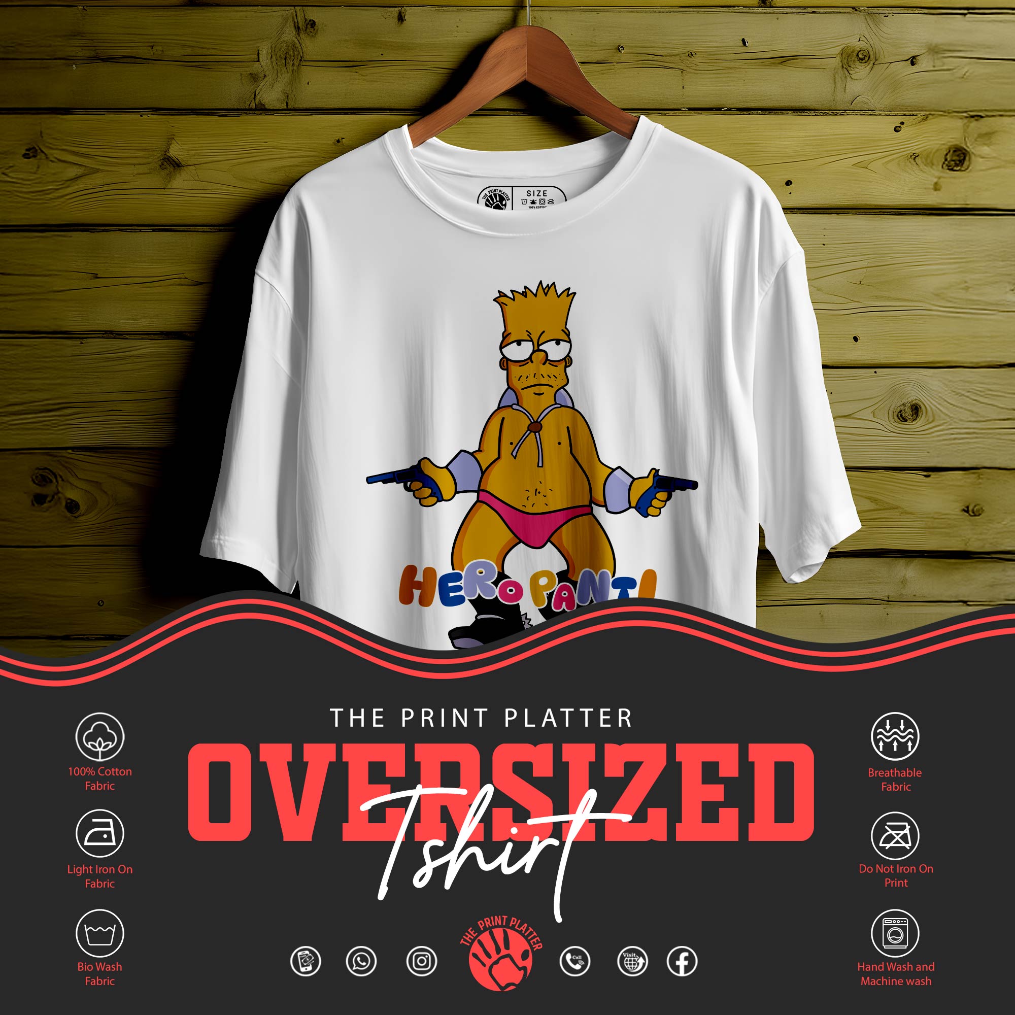 HERO PANTI Oversized Black T-shirt Bio Wash| 44