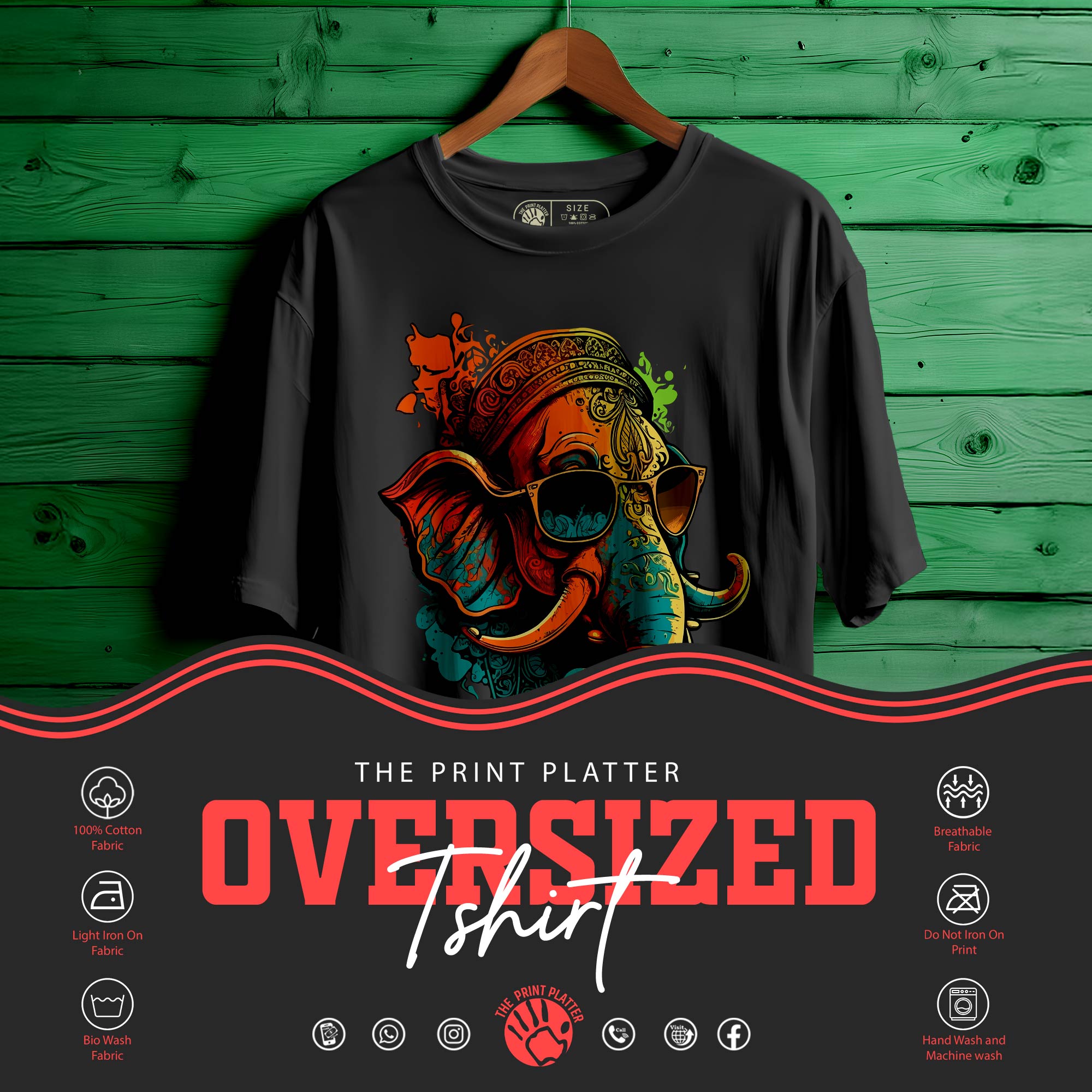 Ganeshhindu_god_wearing_sunglass Oversized Unisex T-Shirt |446