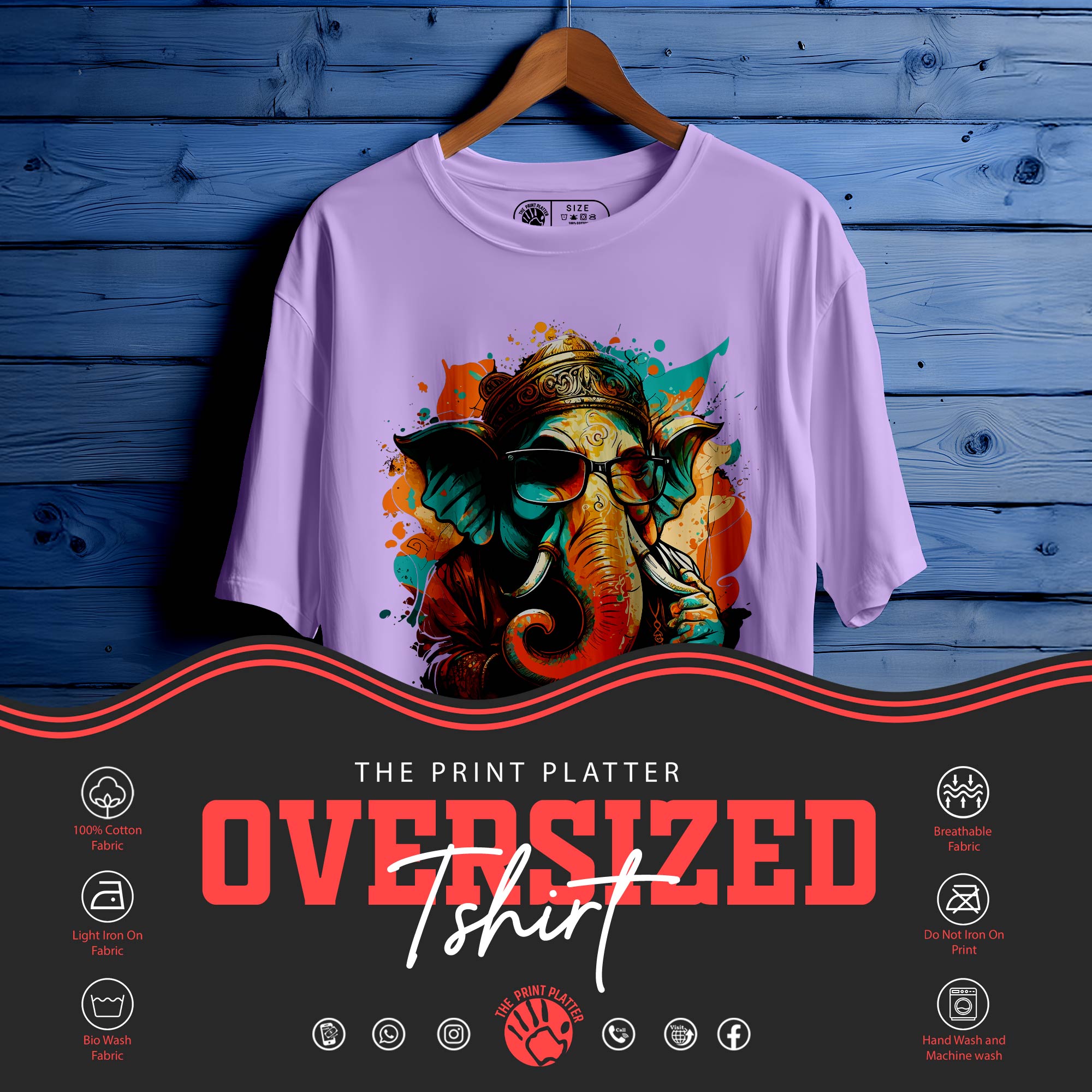 Ganeshhindu_god_wearing_sunglass Oversized Unisex T-Shirt |447