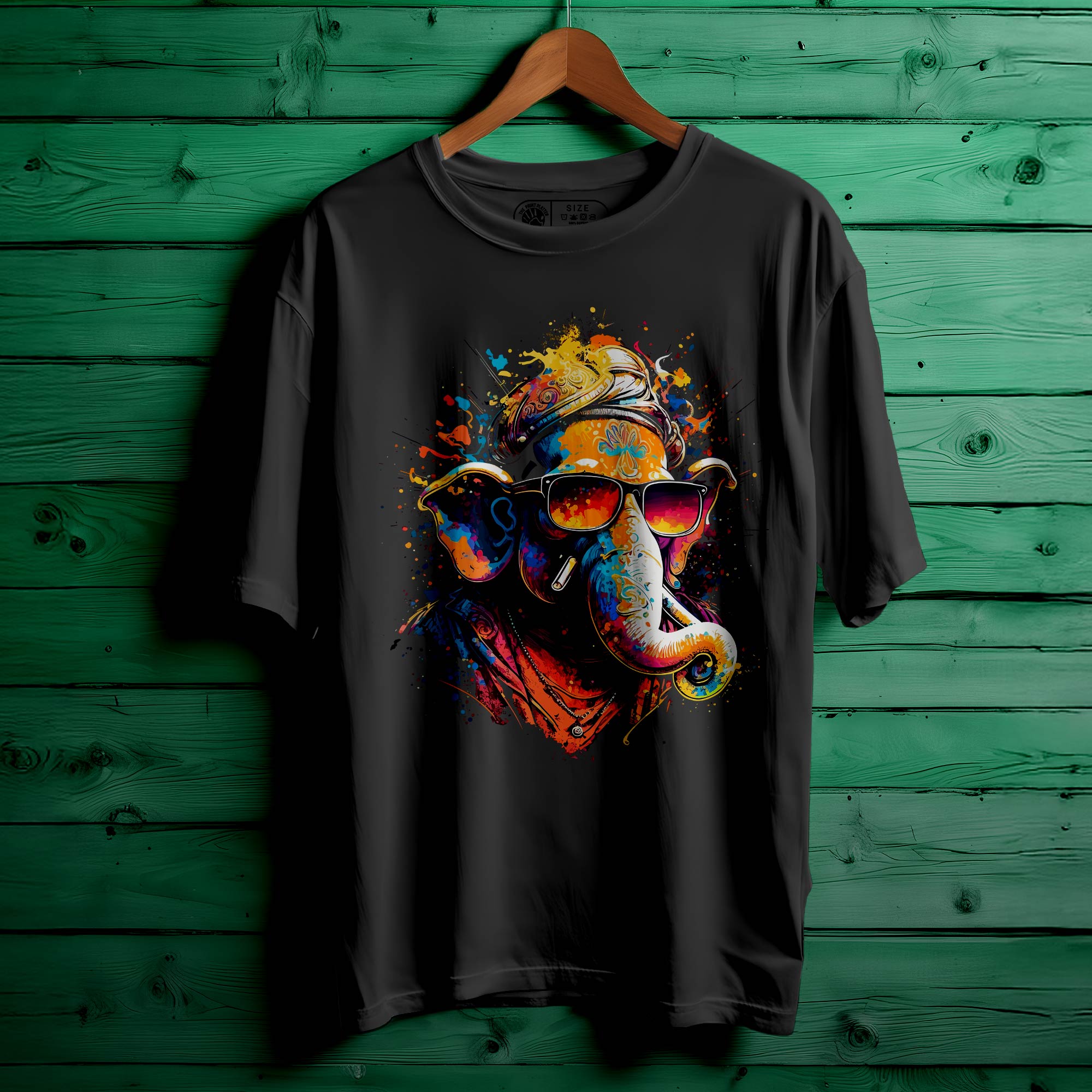 Ganesh Hindu God Wearing Sunglasses Oversized Unisex T-Shirt – Trendy Spiritual Streetwear |448