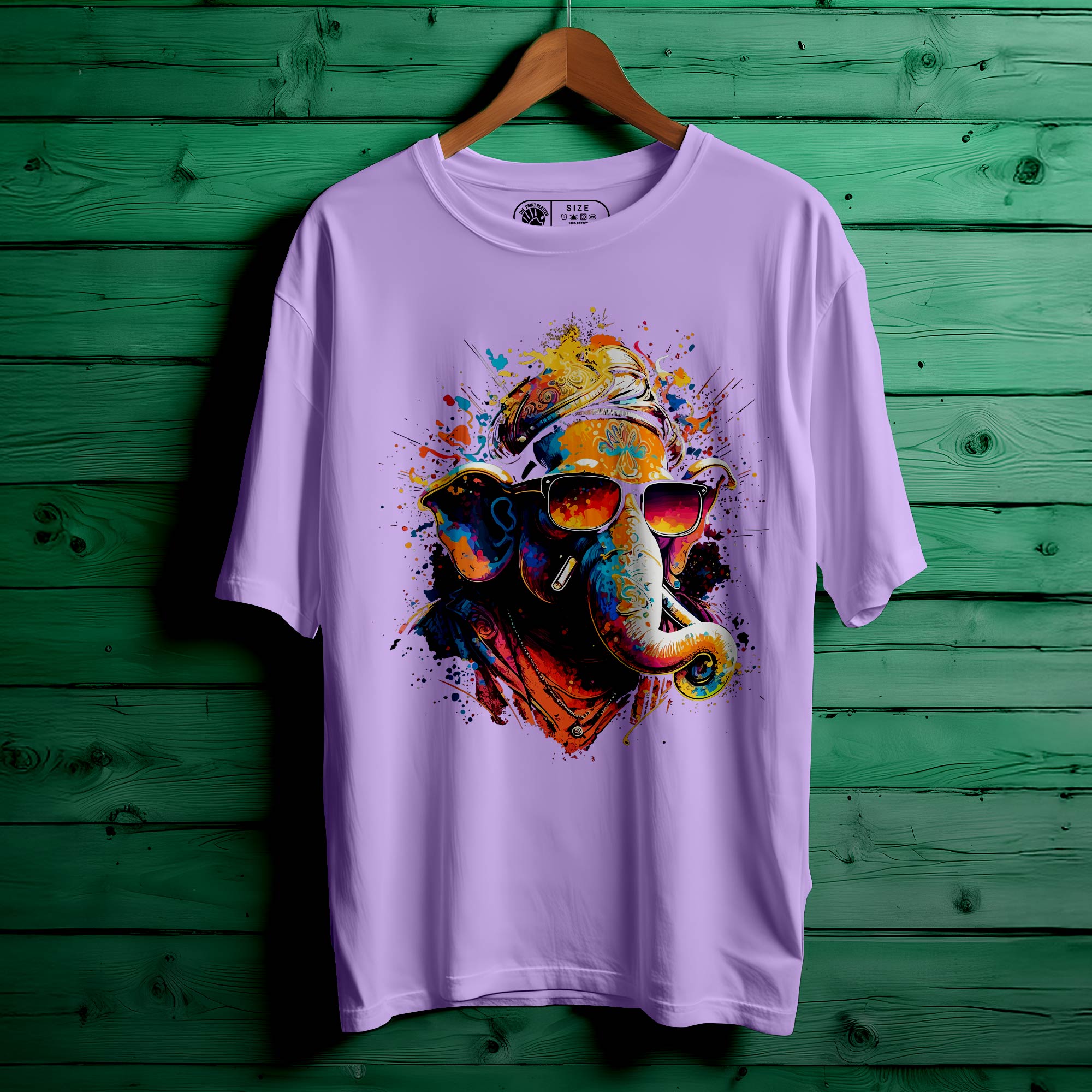 Ganesh Hindu God Wearing Sunglasses Oversized Unisex T-Shirt – Trendy Spiritual Streetwear |448