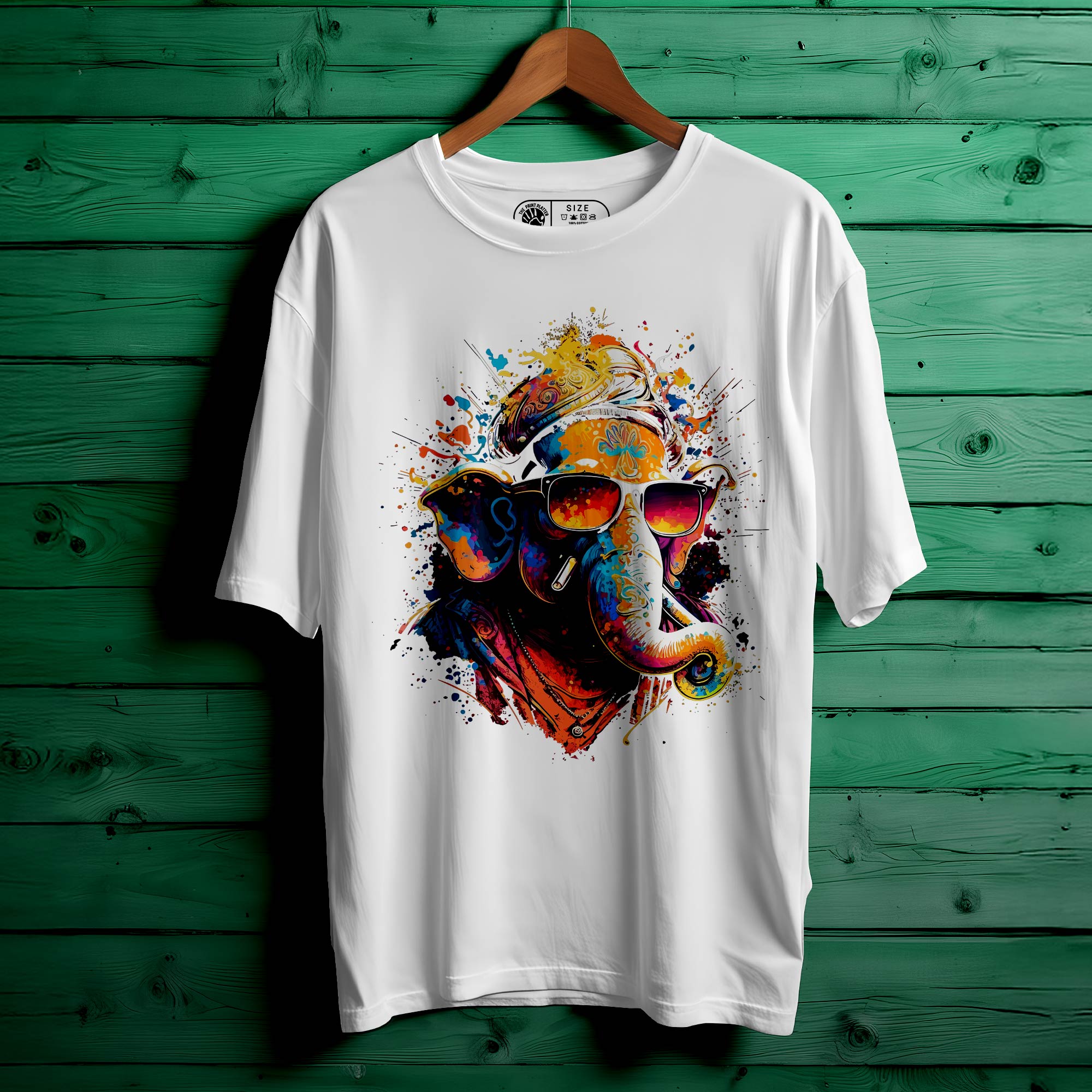 Ganesh Hindu God Wearing Sunglasses Oversized Unisex T-Shirt – Trendy Spiritual Streetwear |448