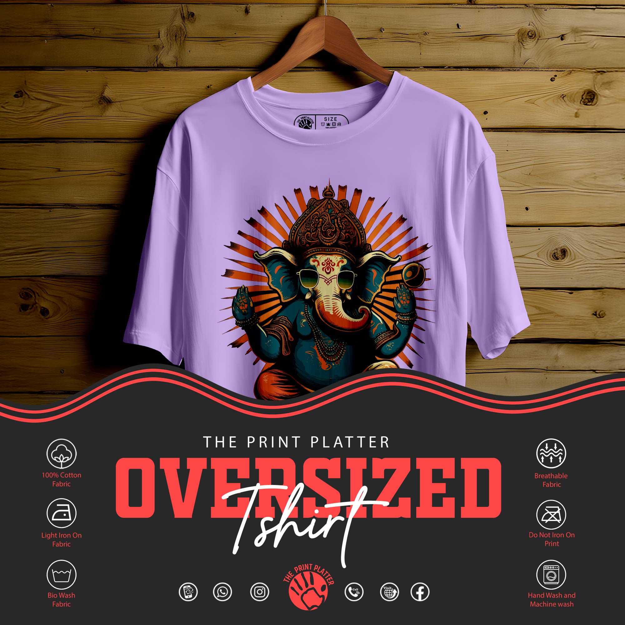 Ganeshhindu_god_wearing_sunglass Oversized Unisex T-Shirt |454