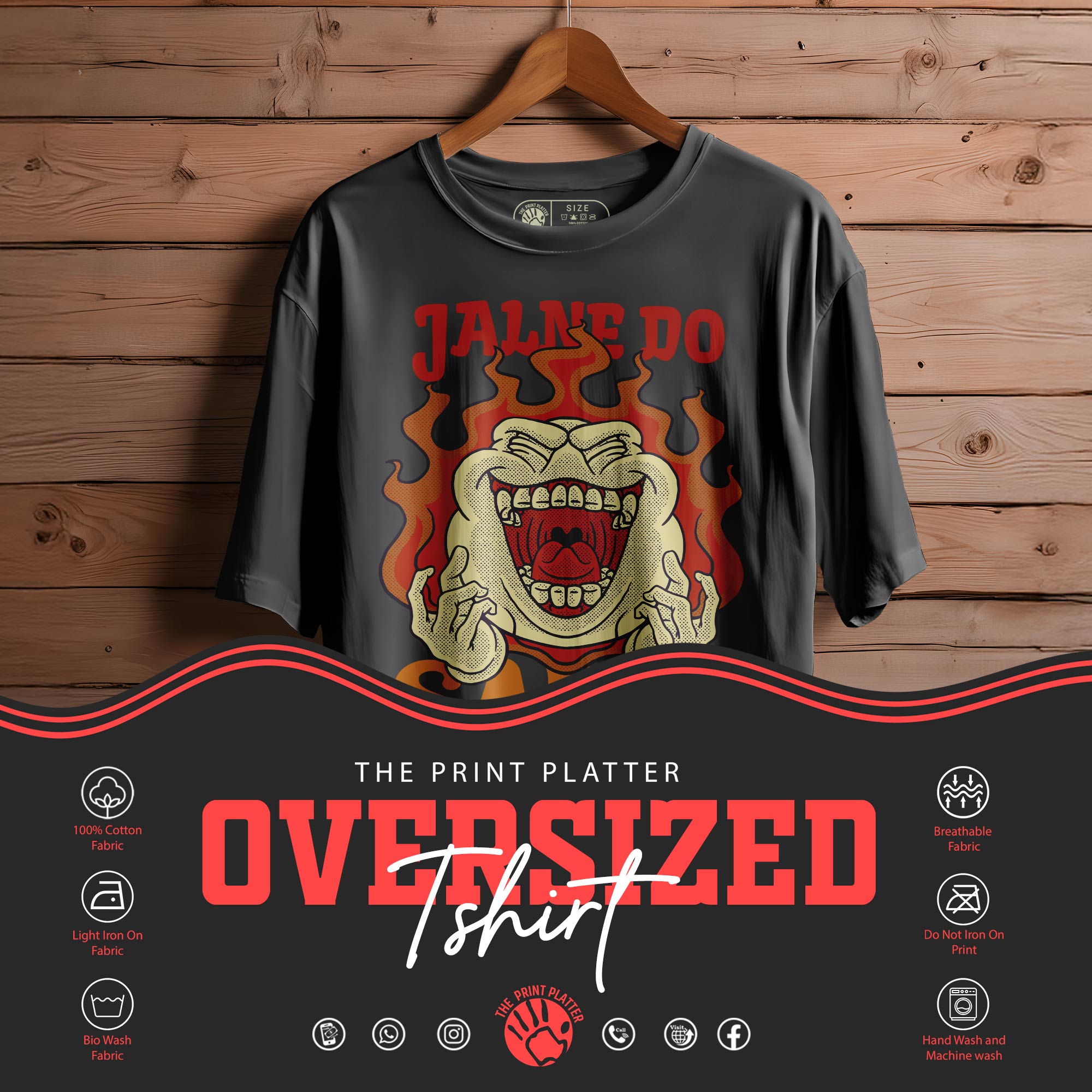 JALNE DO SABKO Oversized Black T-shirt Bio Wash| 47