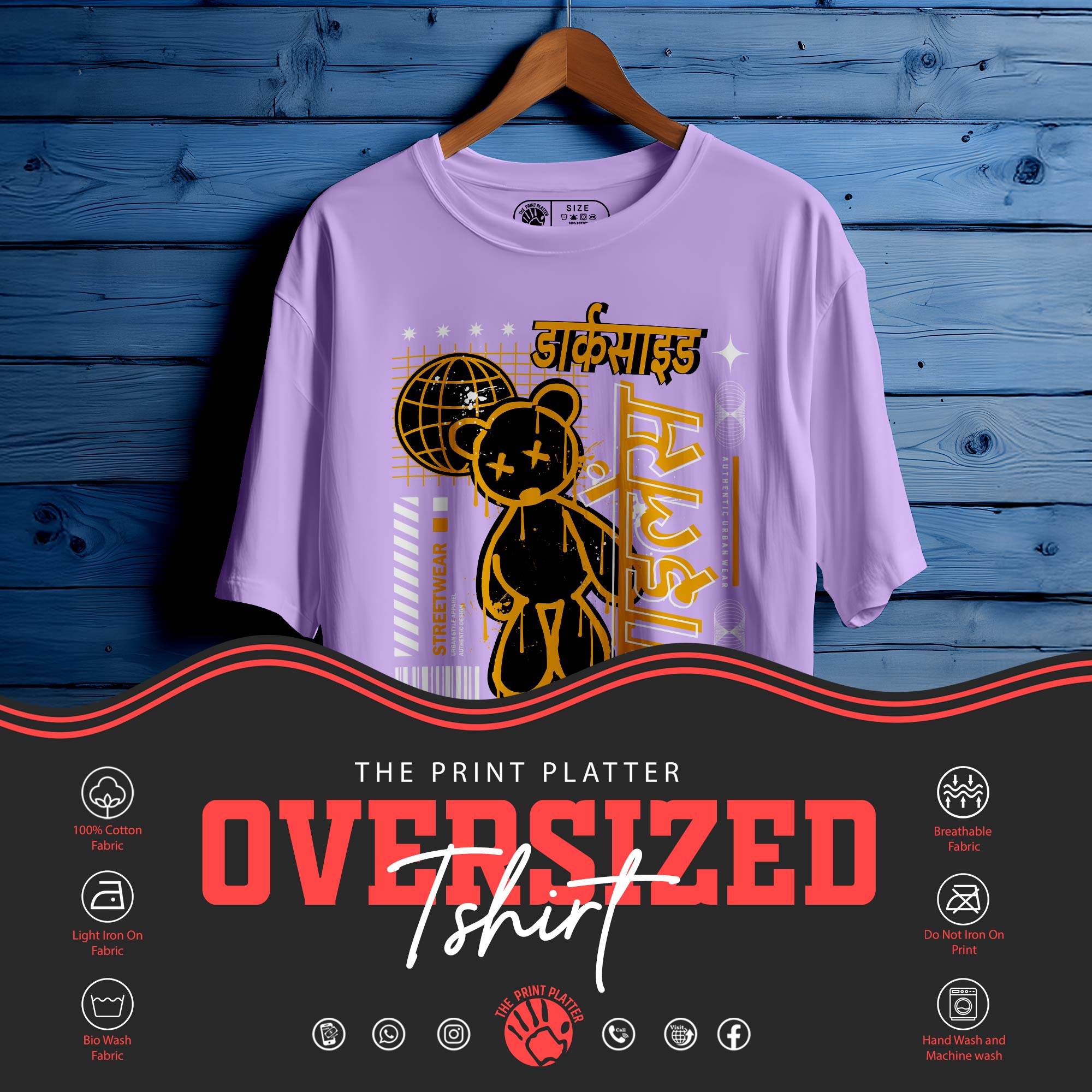 Darkside-Silence OVERSIZED T-SHIRT FOR UNISEX BIO WASH |52