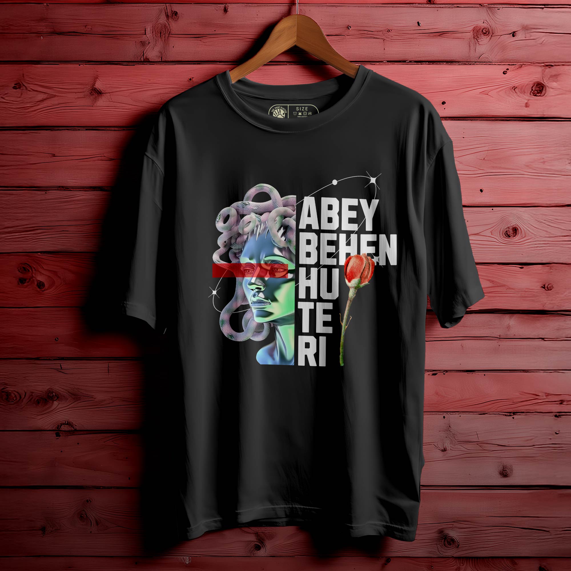ABEY BEHEN HU TERI Oversized Black T-shirt Bio Wash| 56