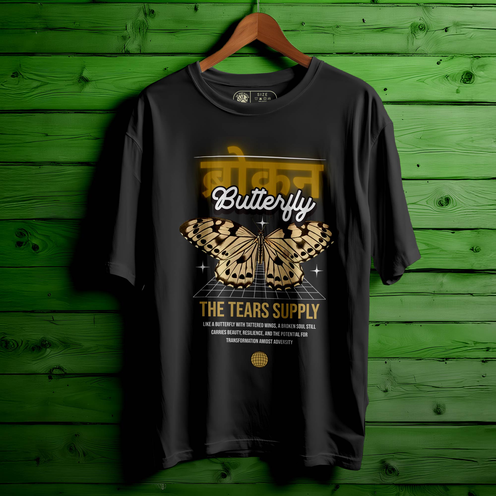 Broken-Butterfly OVERSIZED T-SHIRT FOR UNISEX BIO WASH |61