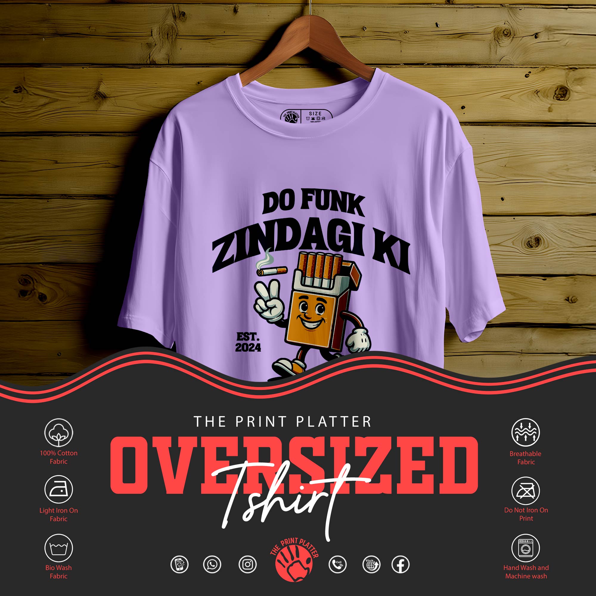 DO FUNK KI ZINDAGI Oversized Black T-shirt Bio Wash| 65