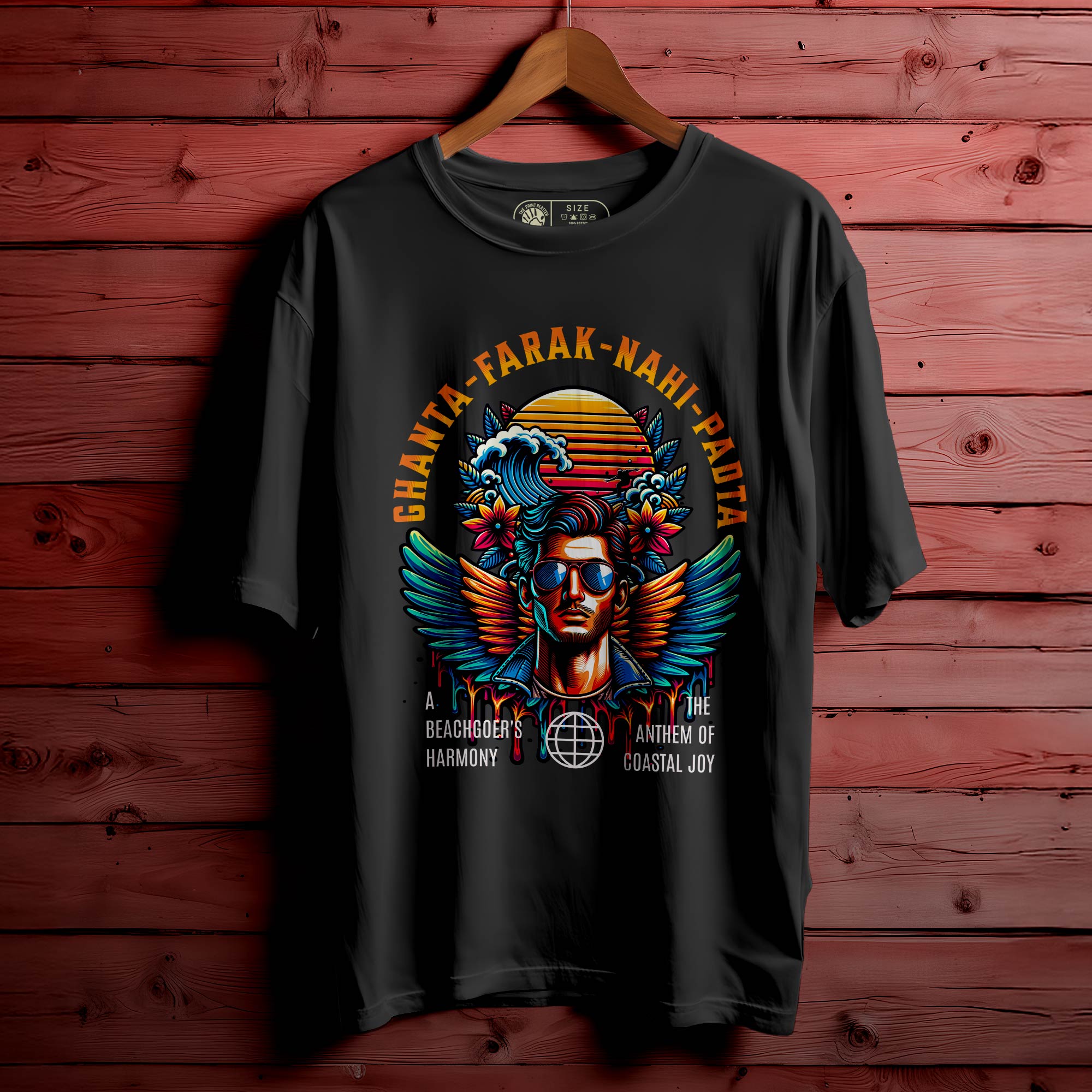 GHANTA FARAK NAHI PADTA Oversized Black T-shirt Bio Wash| 68