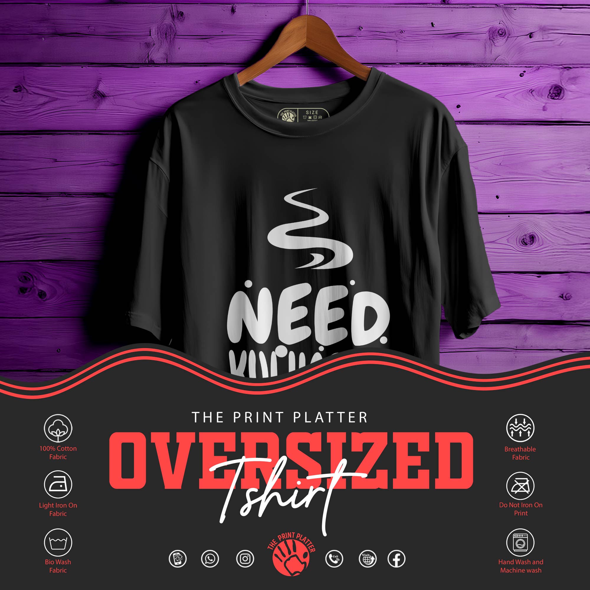 KULHAD-KI-CHAI OVERSIZED T-SHIRT FOR UNISEX BIO WASH |74