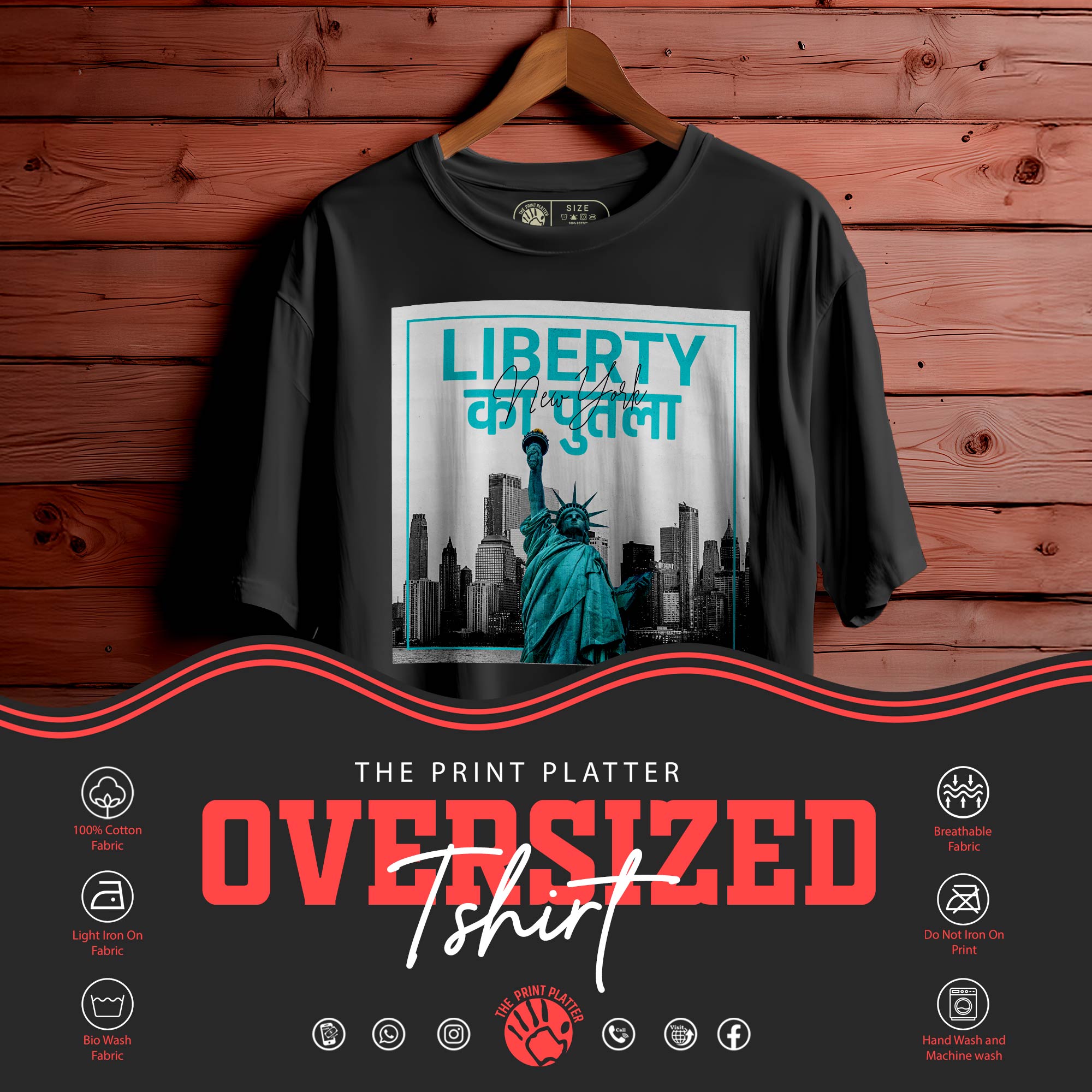 LIBERTY-KA-PUTLA OVERSIZED T-SHIRT FOR UNISEX BIO WASH |75