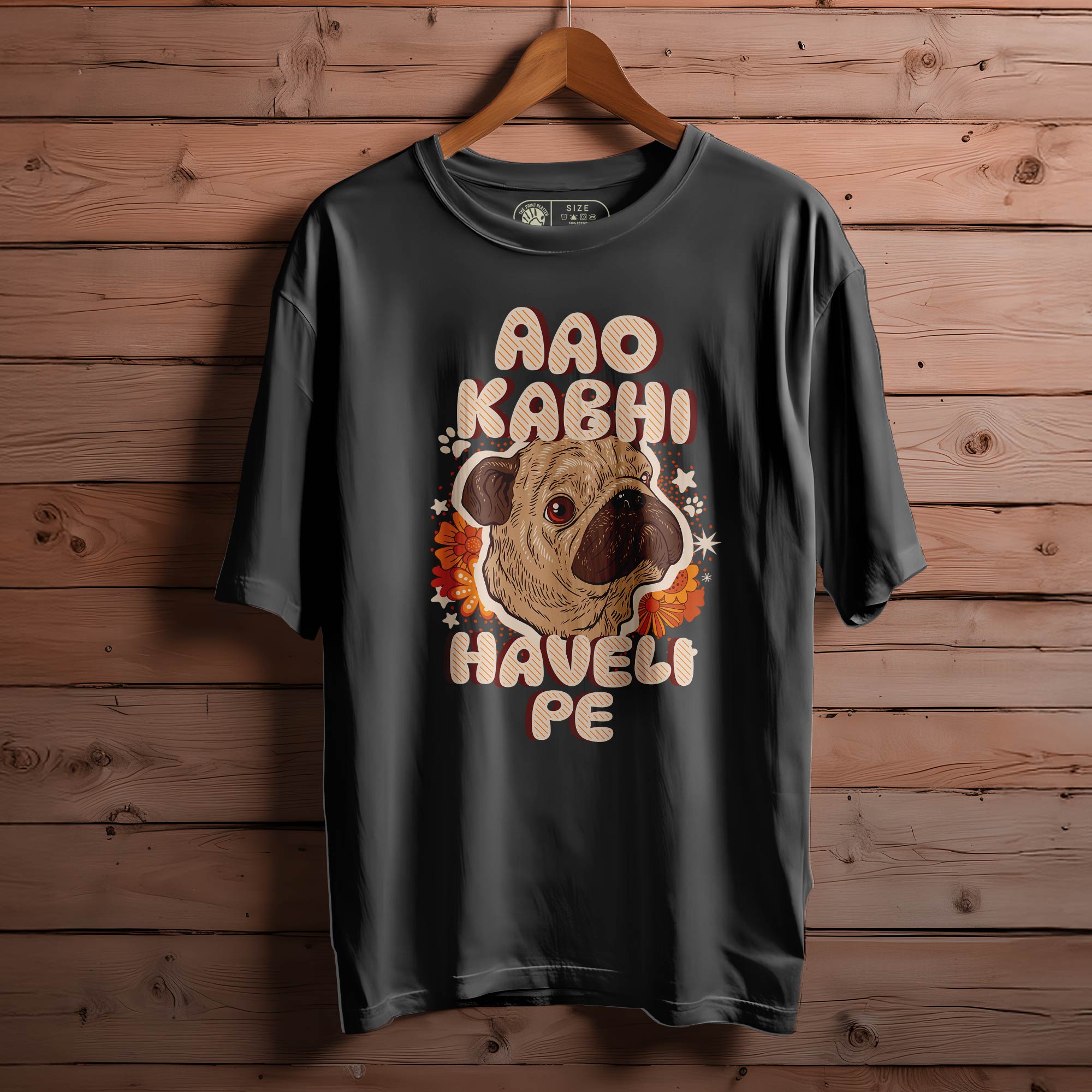 AAO KABHI HAVELI PE OVERSIZED T-SHIRT FOR UNISEX BIO WASH 80