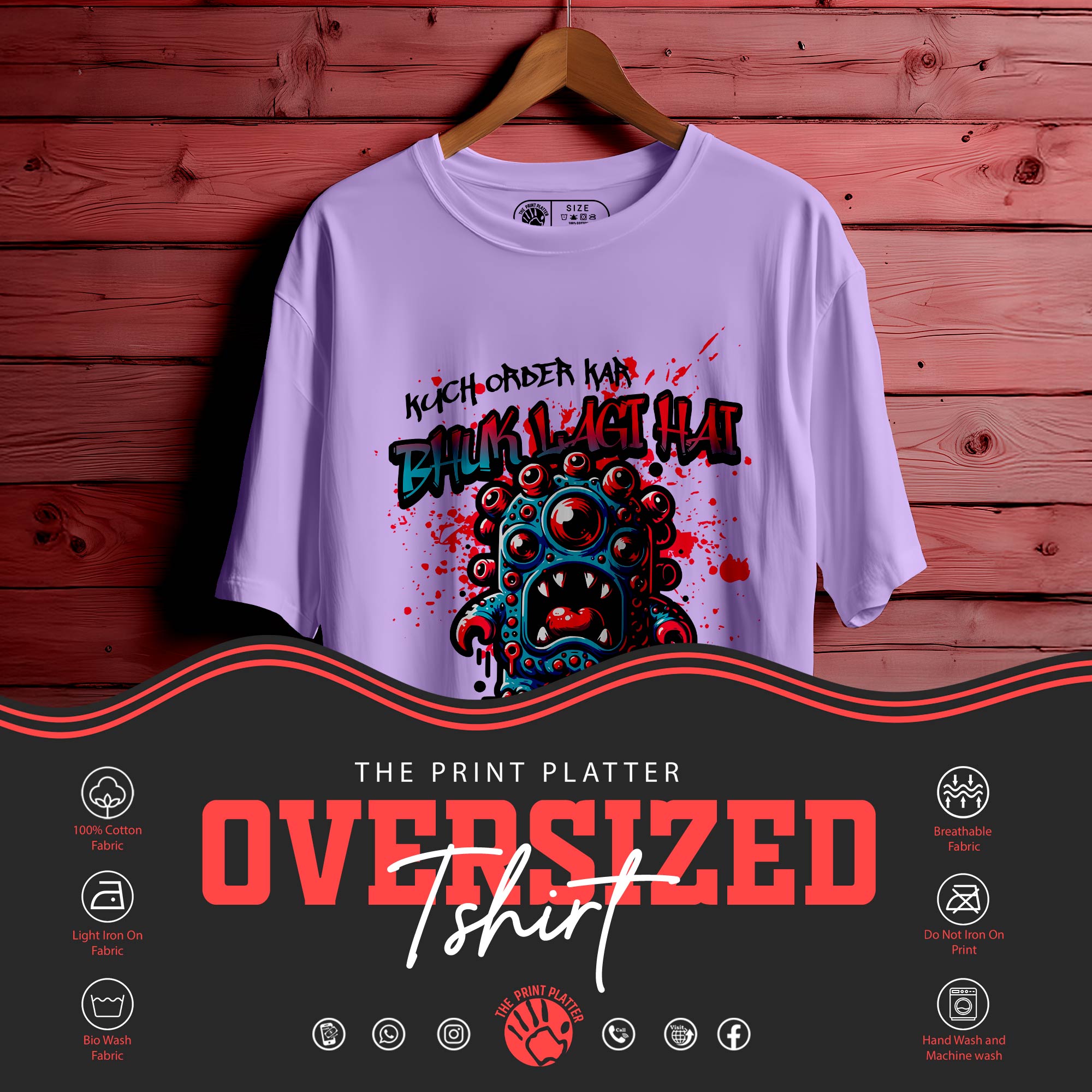 BHUK-LAGI-HAI OVERSIZED T-SHIRT FOR UNISEX BIO WASH |81