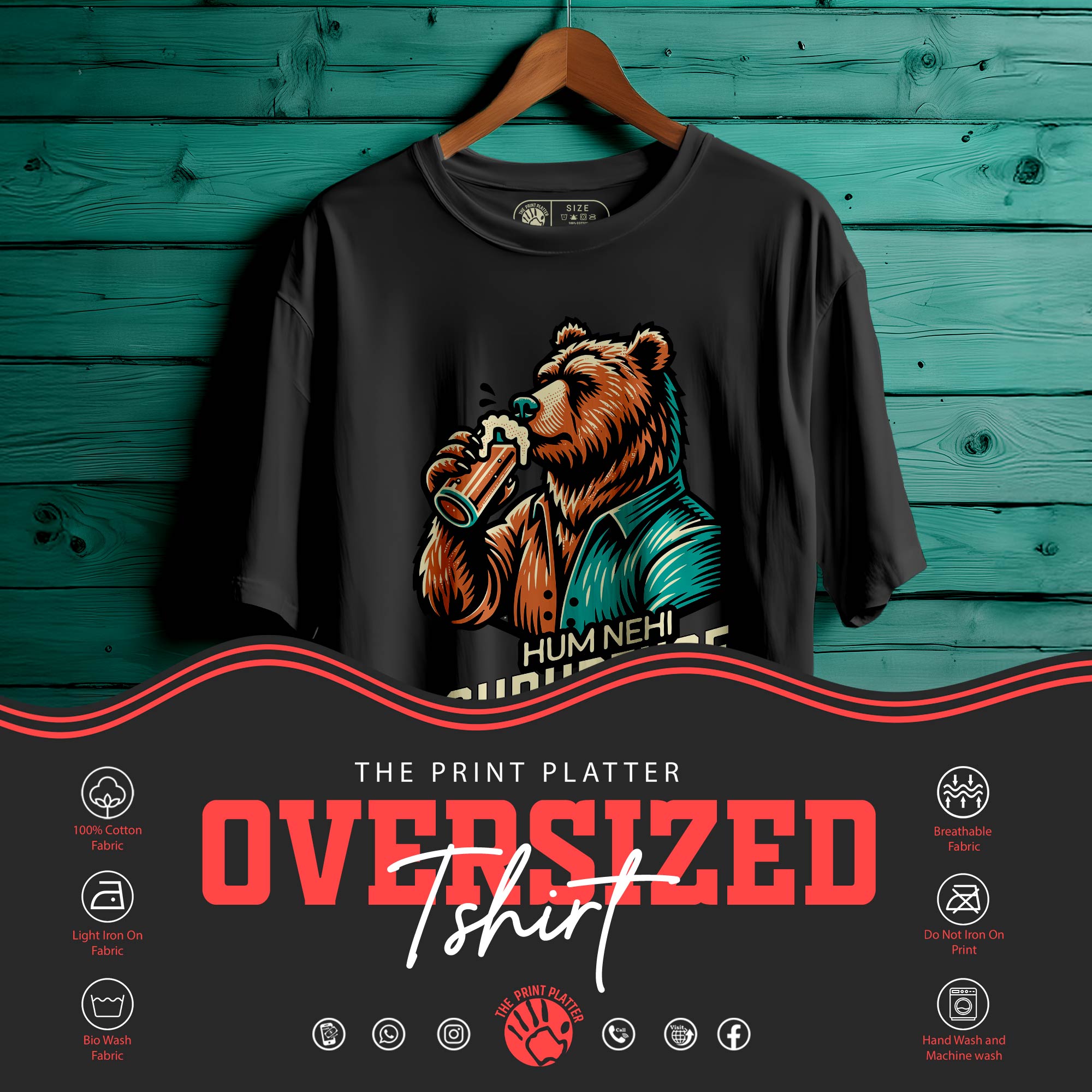 HUM NAHI SUDHRENGE OVERSIZED T-SHIRT FOR UNISEX BIO WASH 88