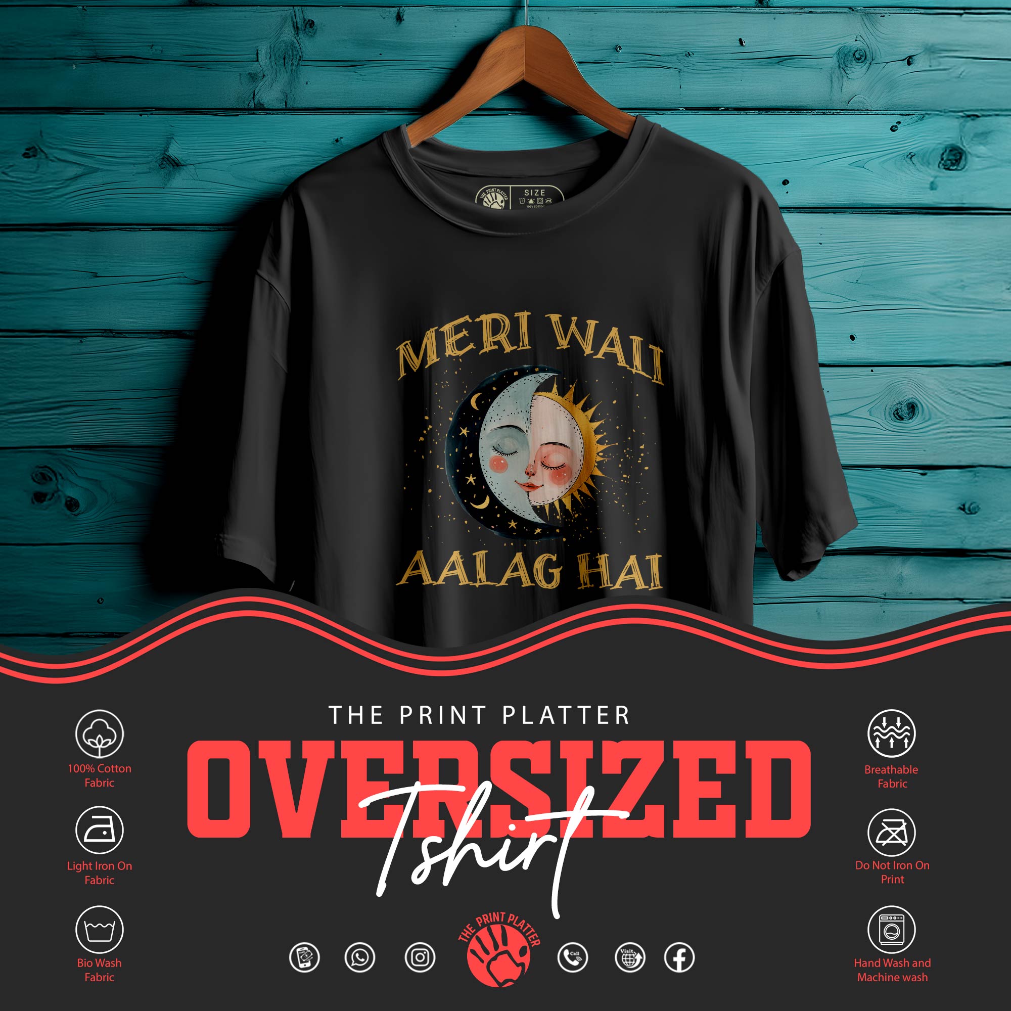 MERI WALI ALAG HAI OVERSIZED T-SHIRT FOR UNISEX BIO WASH 97