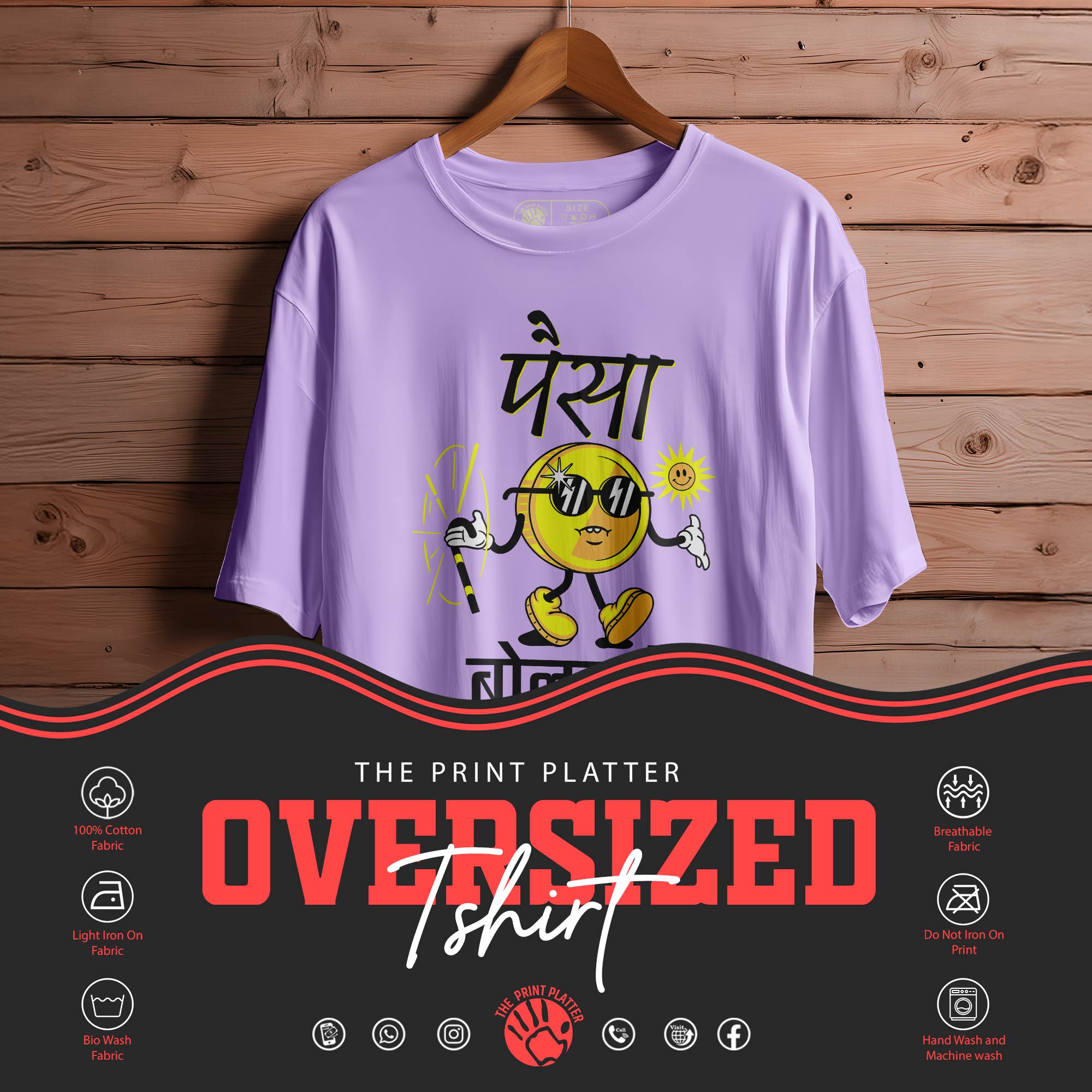 MONEY DOES TALK OVERSIZED T-SHIRT FOR UNISEX BIO WASH 98