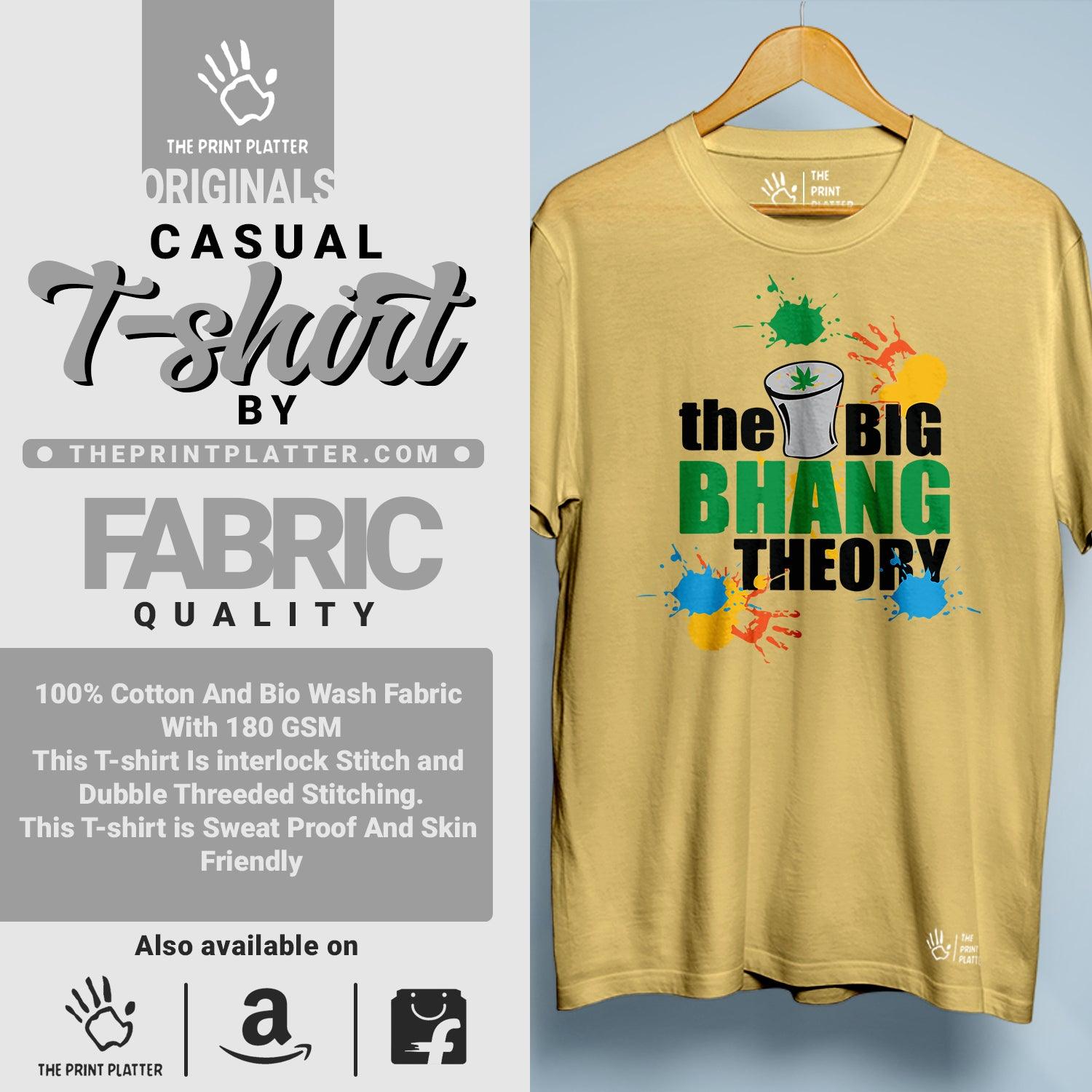 The Big Bhaang Theory Oversized Drop Shoulder Half Sleeves Round Neck Cotton T-Shirt