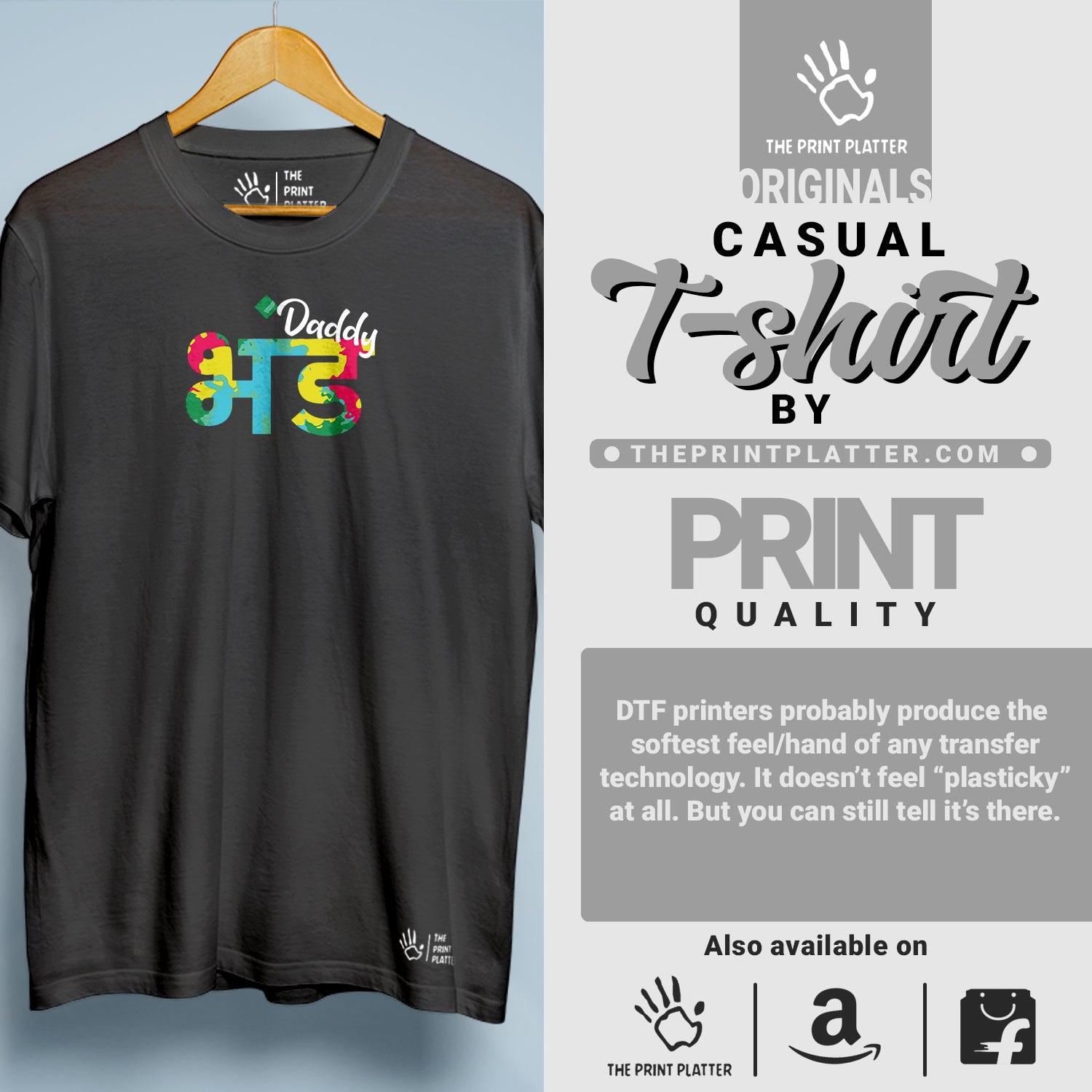 Daddy Bhand Oversized Drop Shoulder Half Sleeves Round Neck Cotton T-Shirt