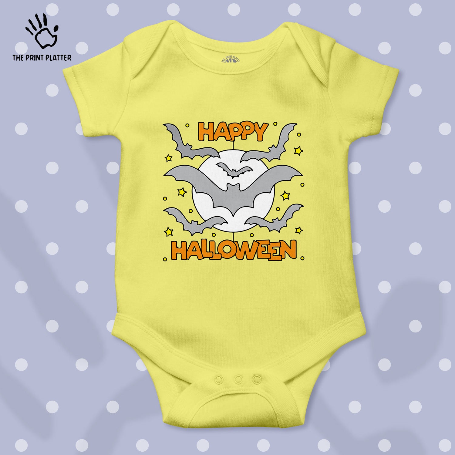 Happy Halloween Baby Romper 100% Organic Cotton Baby Romper With Envelope Neck