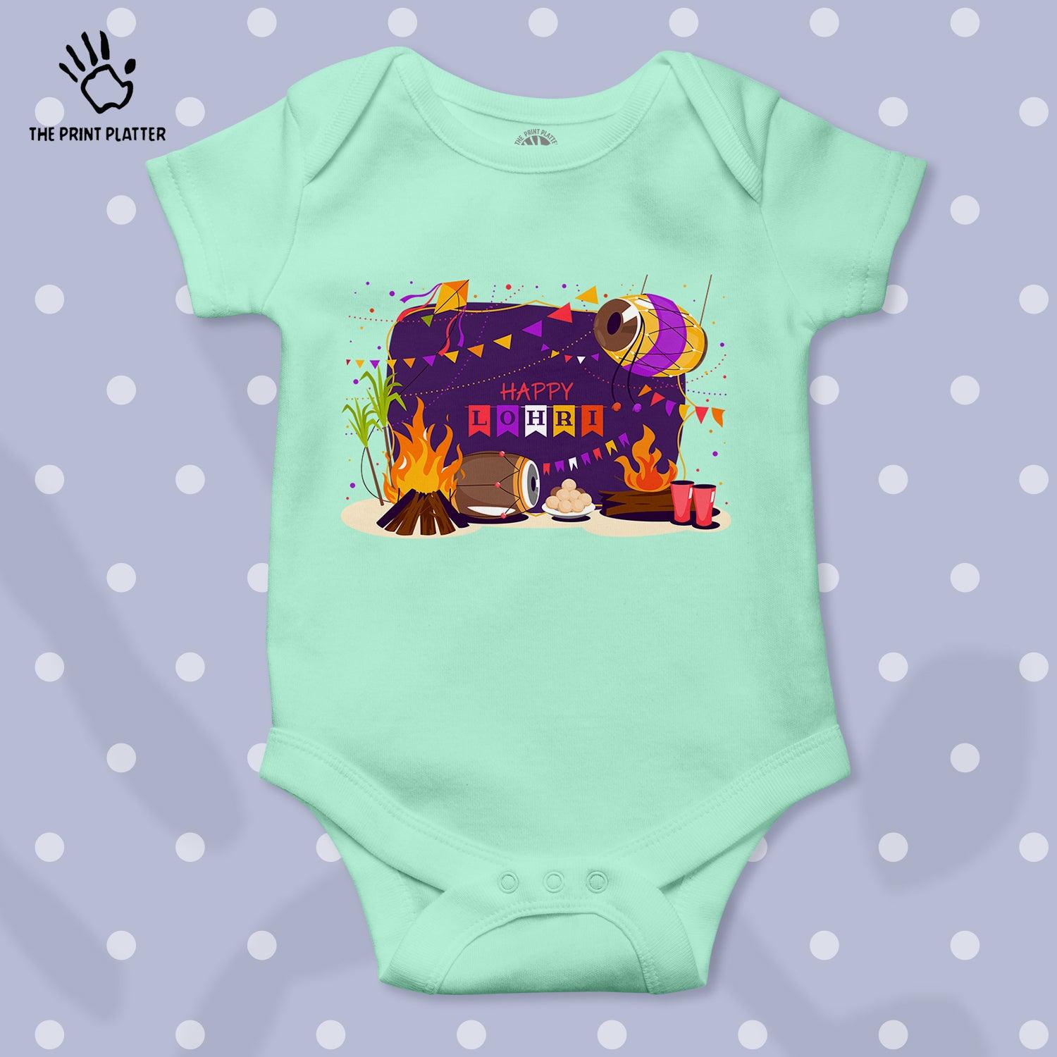 Happy Lohri Unisex Half Sleeve Romper