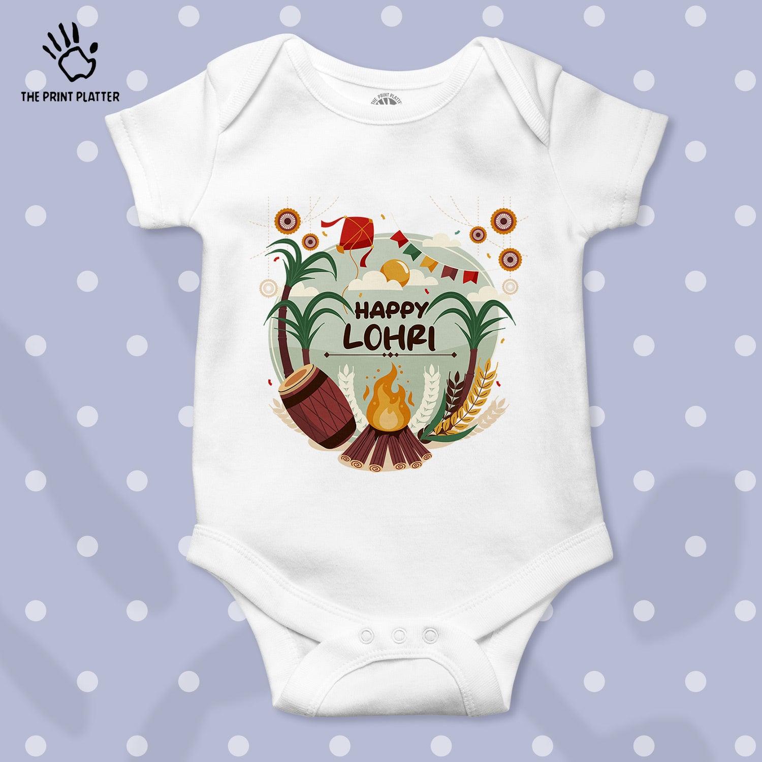 Happy Lohri Unisex Half Sleeve Romper