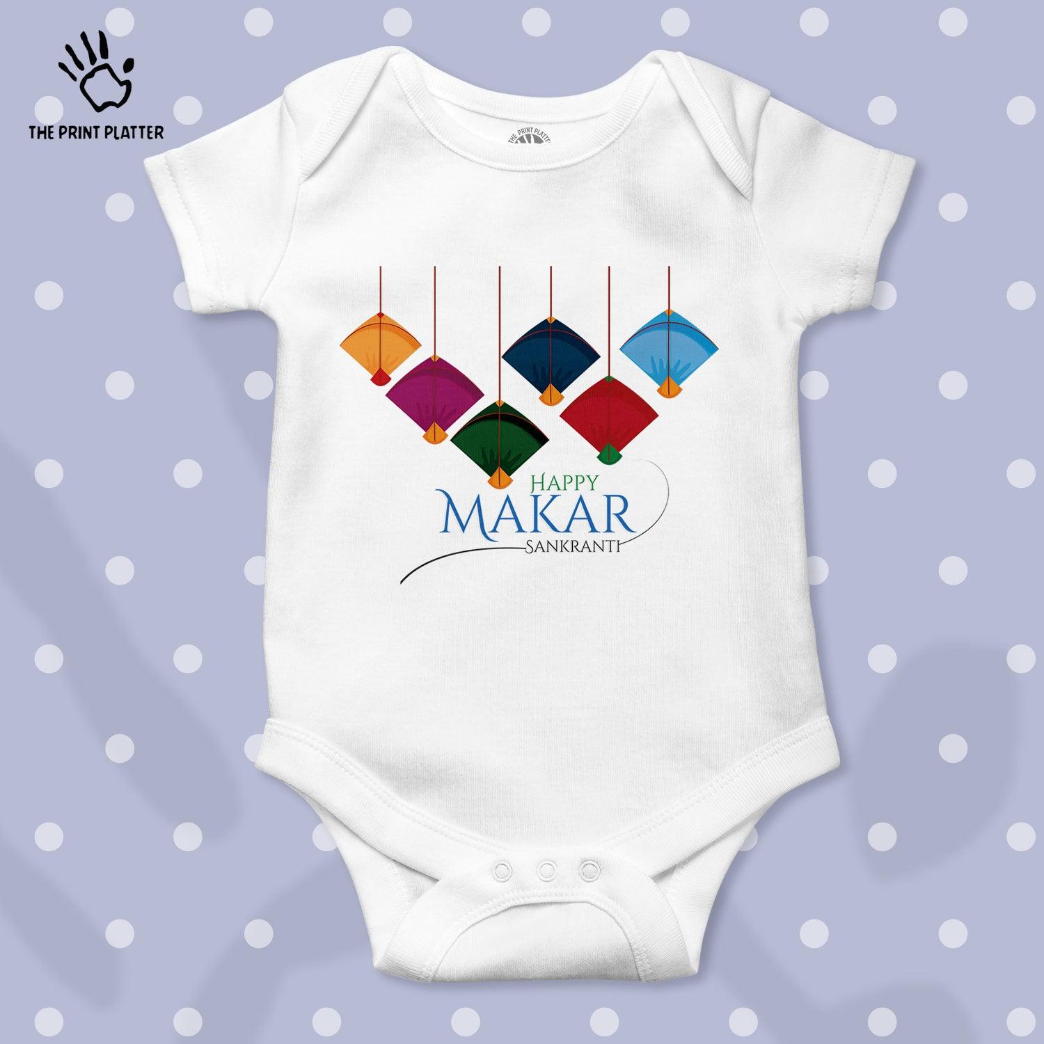 Happy Makar Sankranti Unisex Half Sleeve Romper