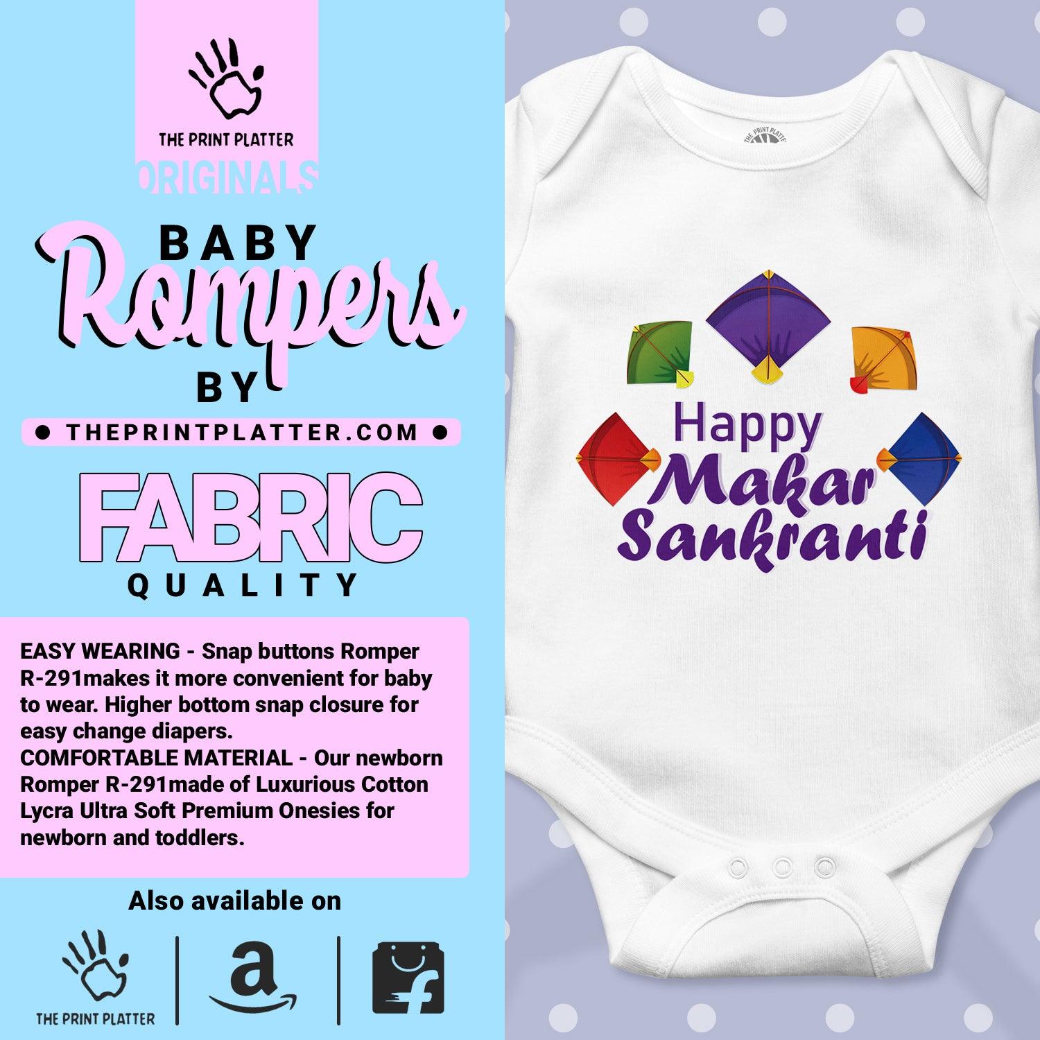 Happy Makar Sankranti Unisex Half Sleeve Romper