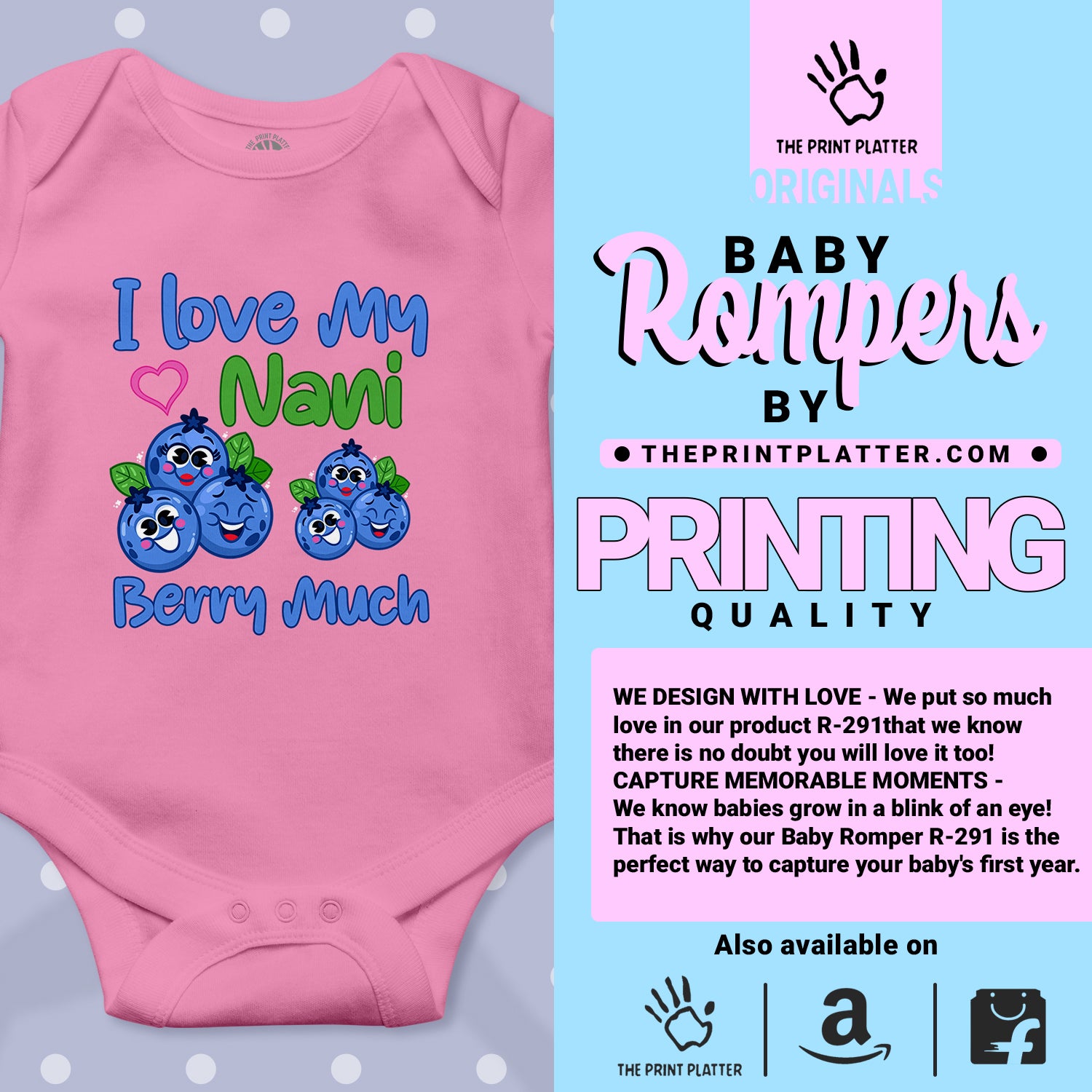 I love my Nani unisex half sleeve romper pink