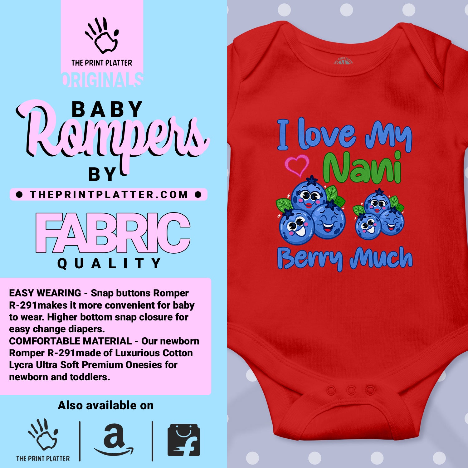 I love my Nani unisex half sleeve romper red