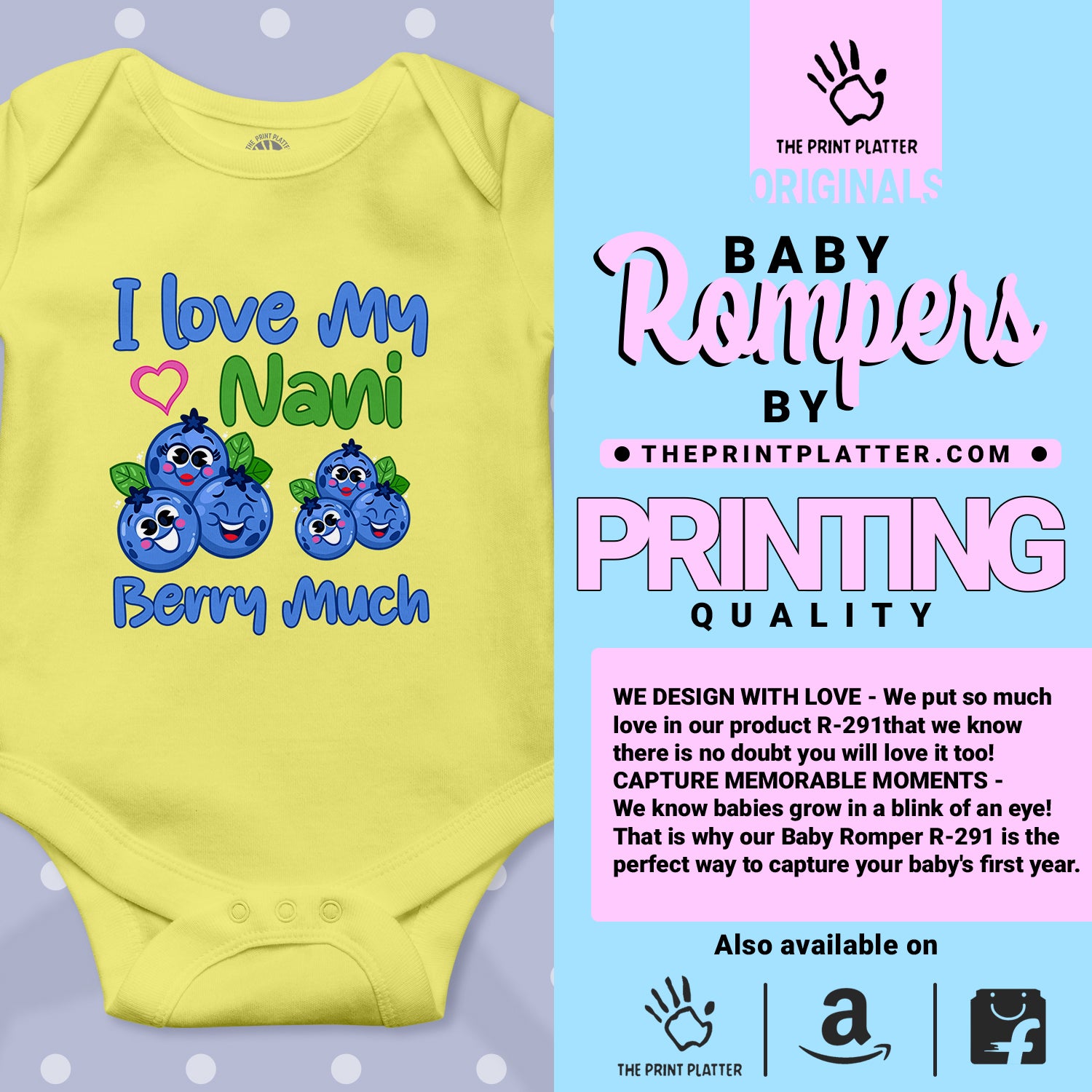 I love my Nani unisex half sleeve romper yellow