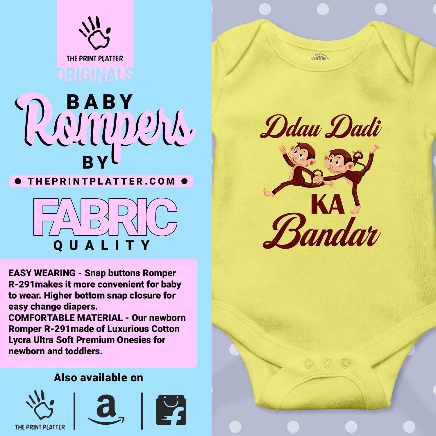 Dadu Dadi ka Bandar Romper yellow