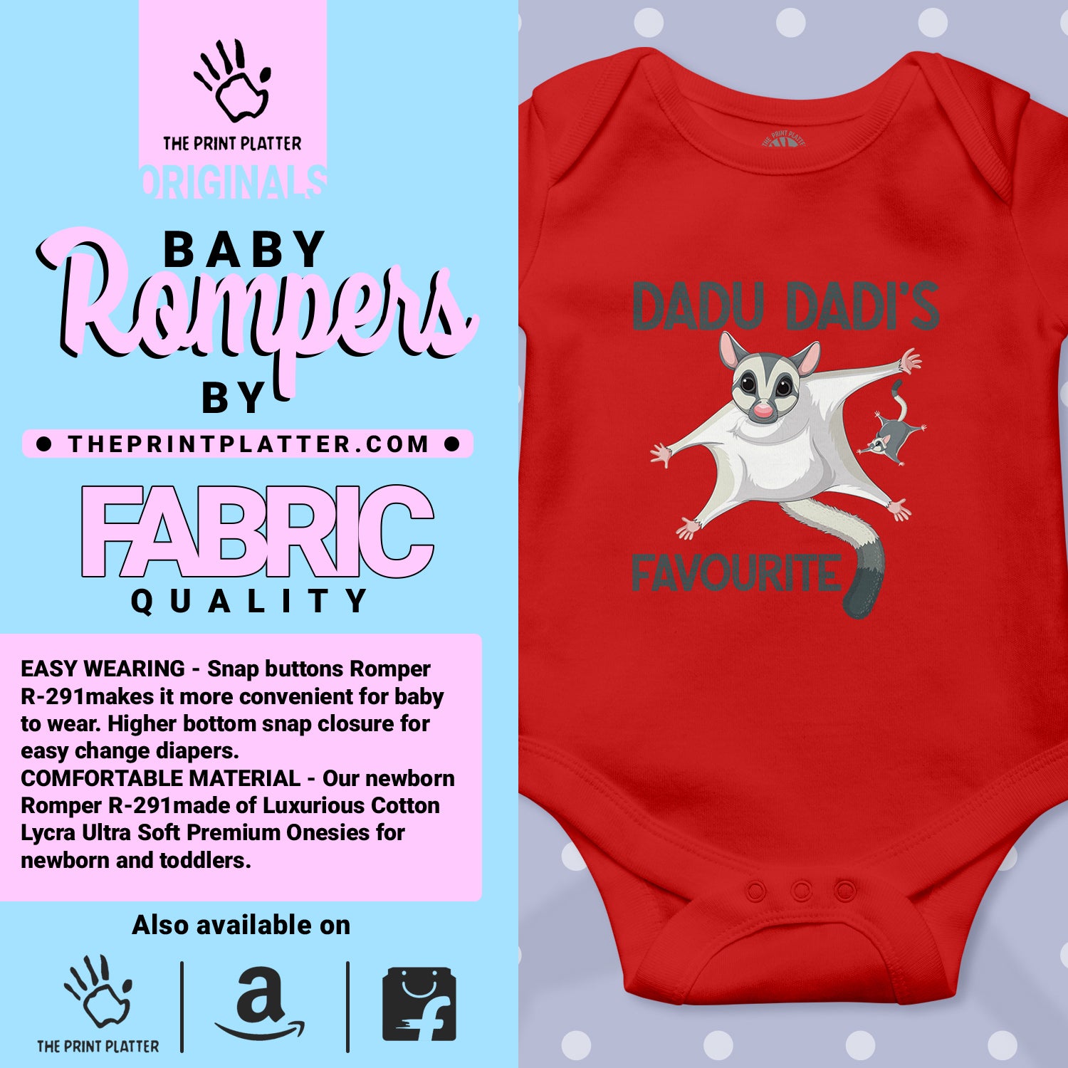 Dadu Dadi ka Bandar Romper red