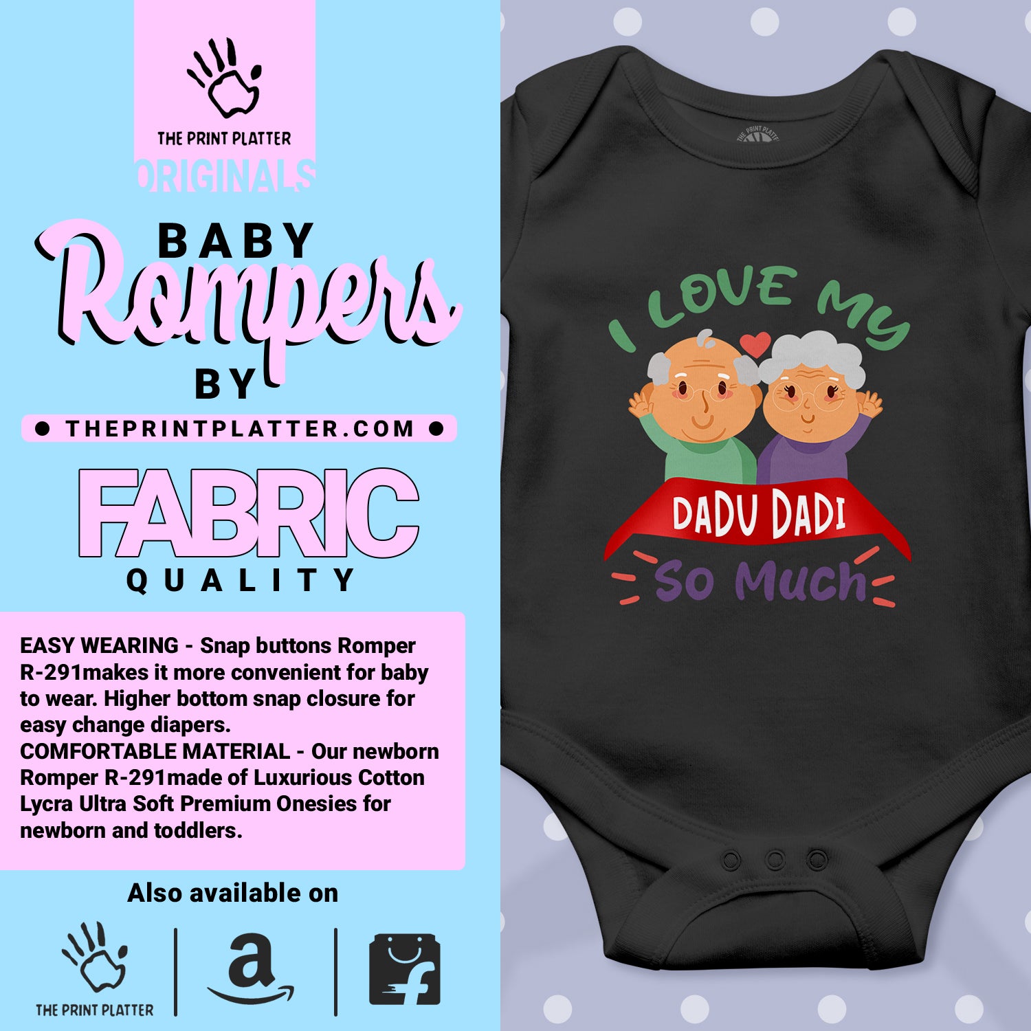 I LOVE MY DADU DADI unisex half sleeve romper