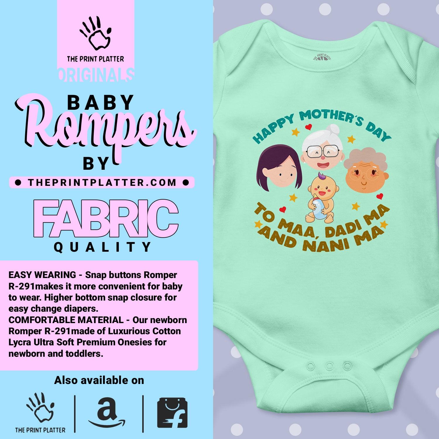 Happy Mother's Day To Maa, Dadi maa, Nani Maa Unisex Half Sleeve Romper