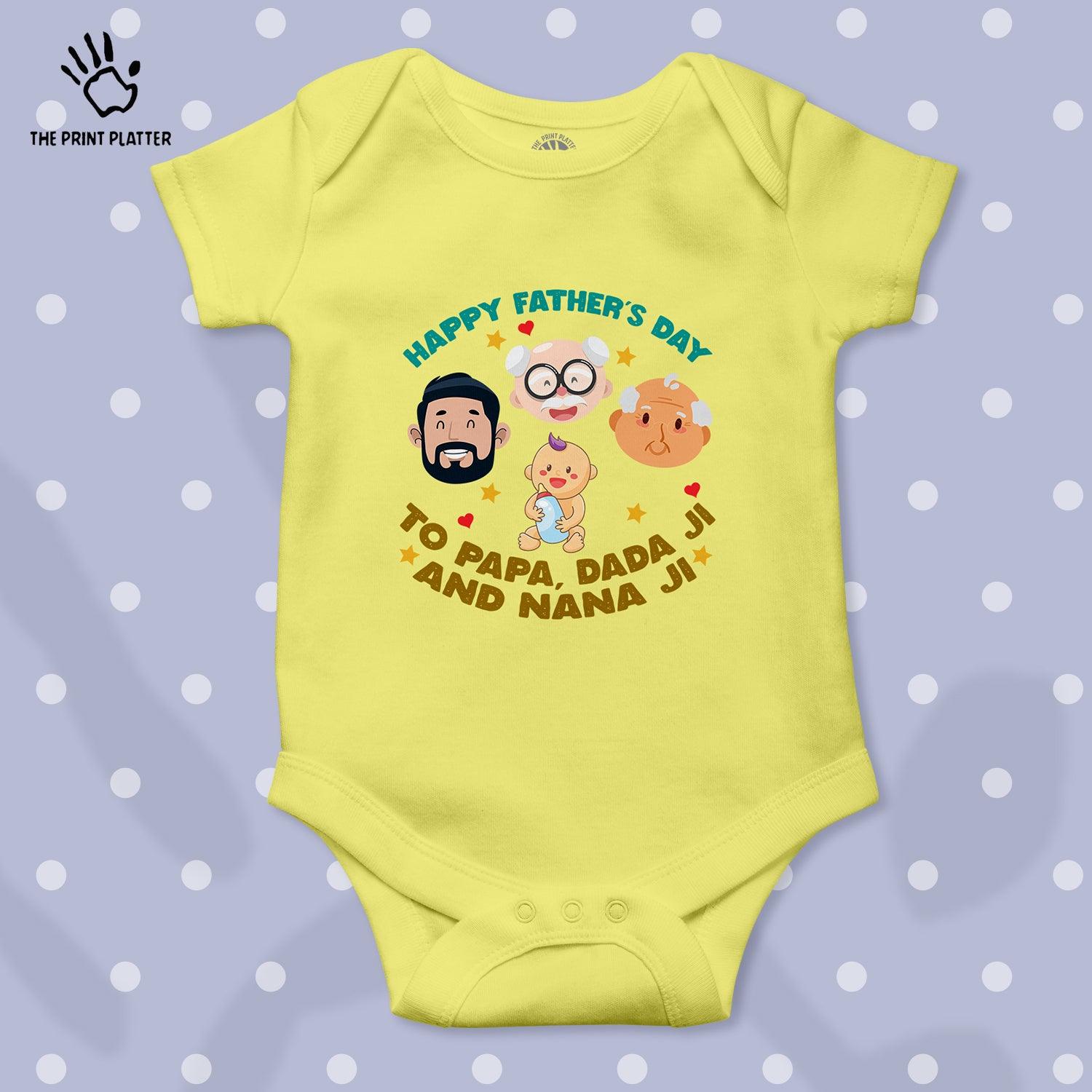Happy Father's Day To Papa,Dadaji,And Nanaji Unisex Half Sleeve Romper