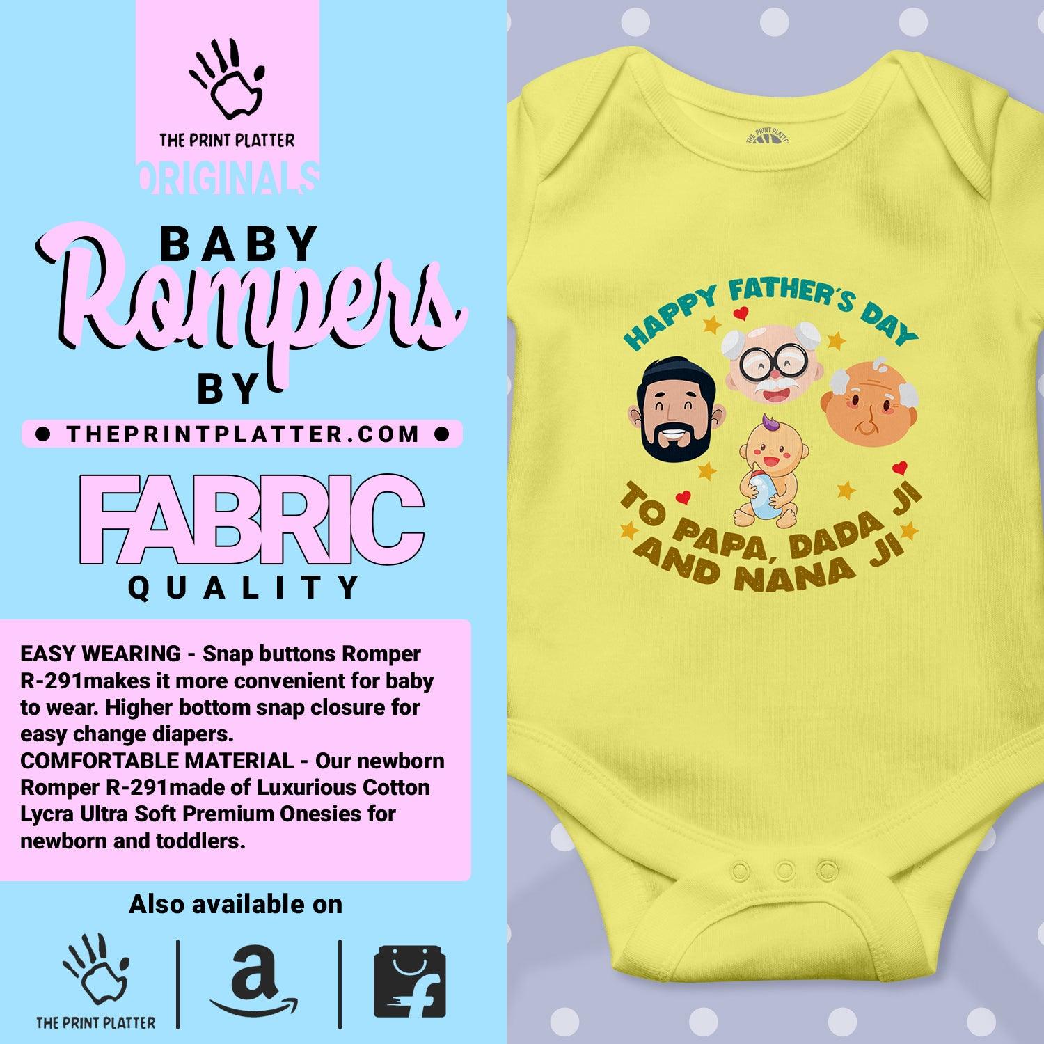 Happy Father's Day To Papa,Dadaji,And Nanaji Unisex Half Sleeve Romper